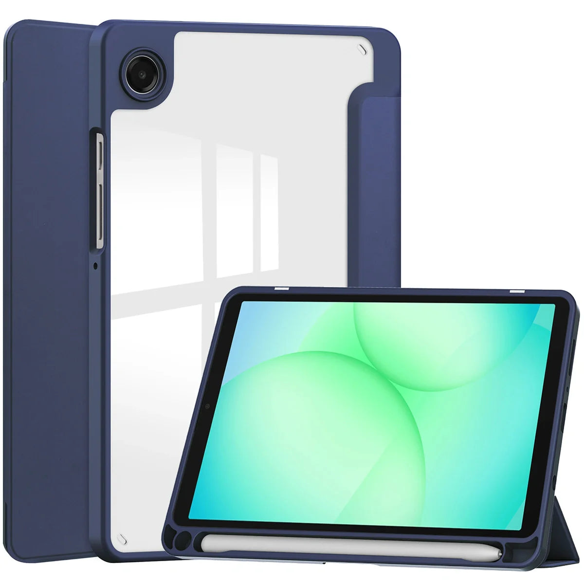 Schutzhülle mit Klappe für Galaxy Tab A11 / A9, Bizon Case Tab Clear Matt, Dunkelblau
