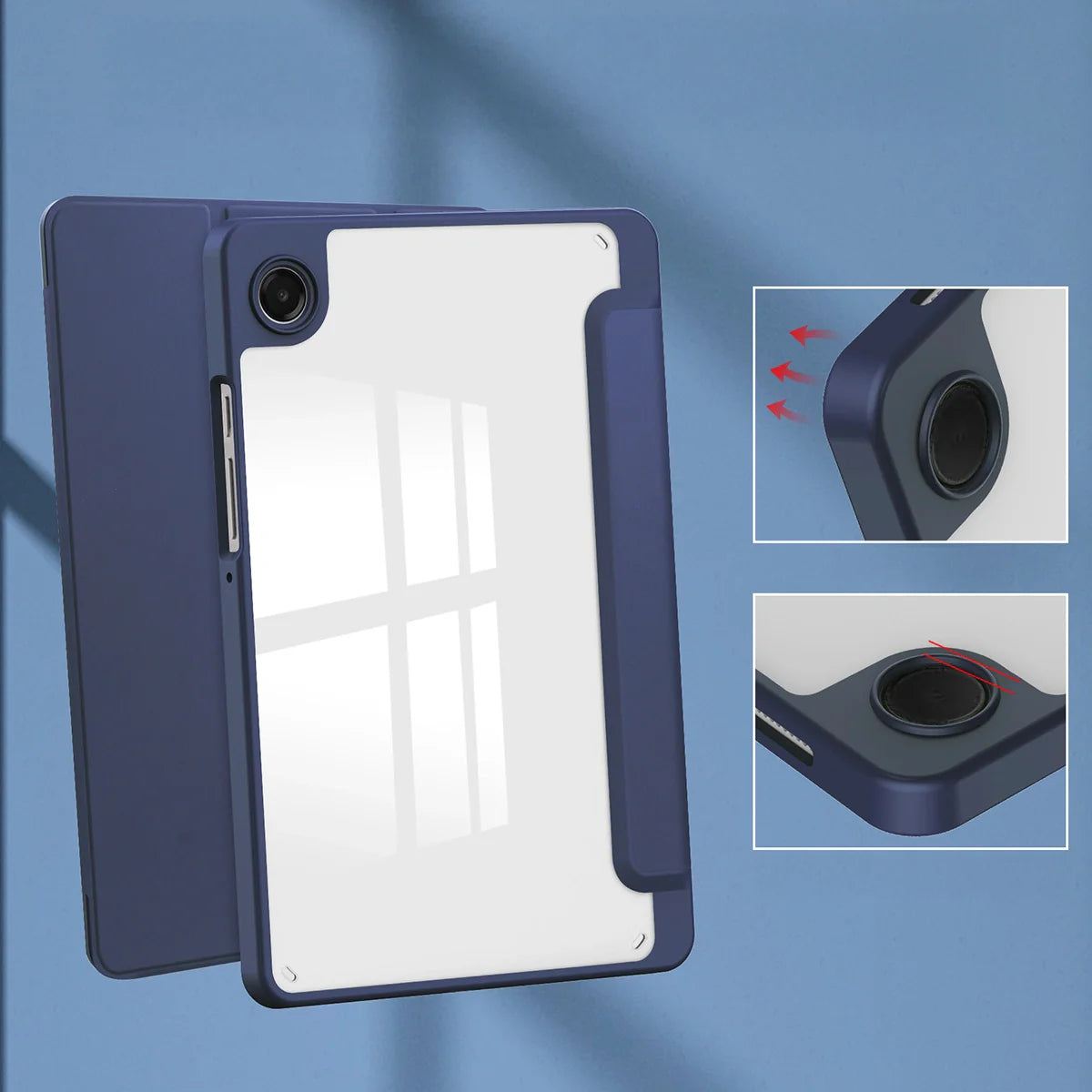 Schutzhülle mit Klappe für Galaxy Tab A11 / A9, Bizon Case Tab Clear Matt, Dunkelblau