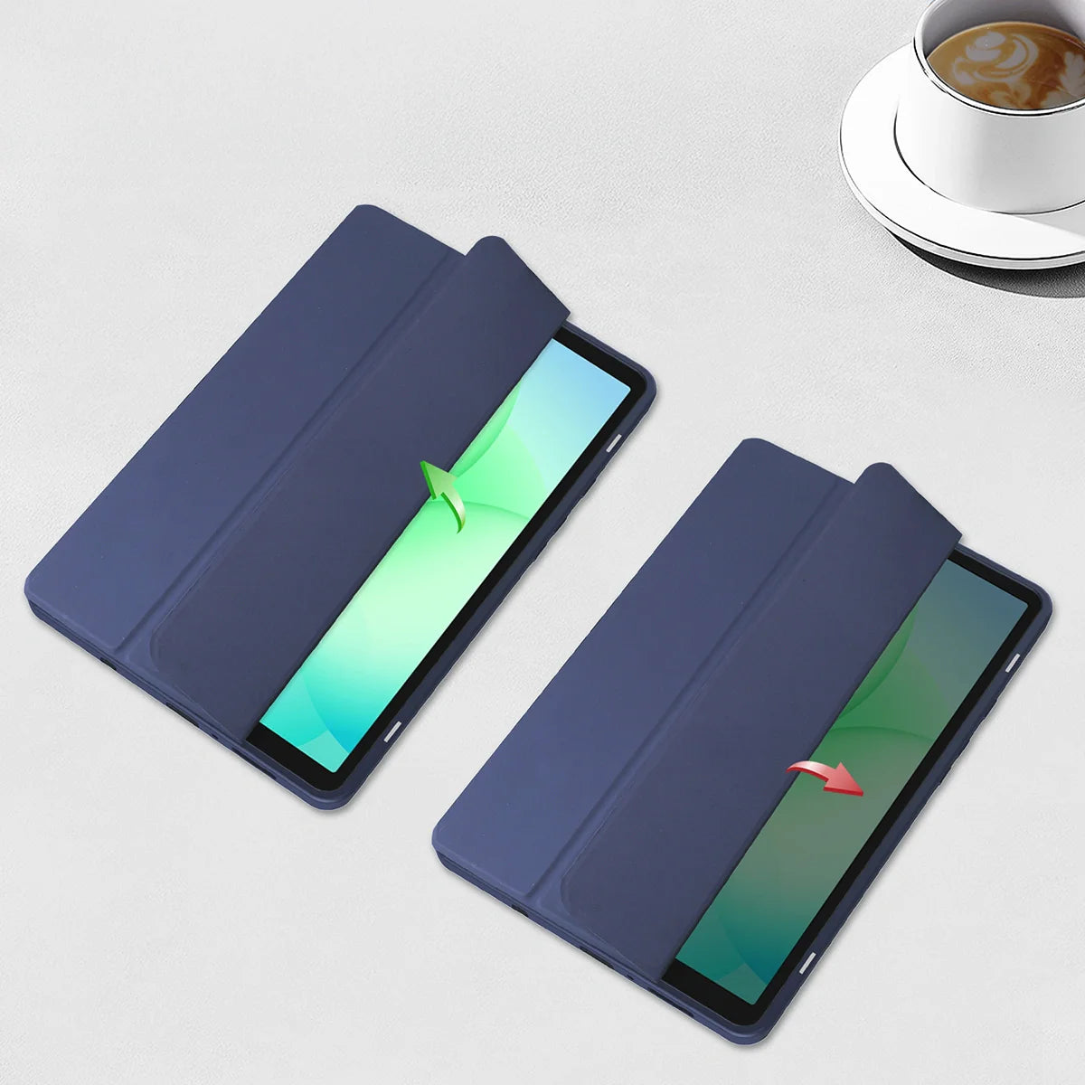 Schutzhülle mit Klappe für Galaxy Tab A11 / A9, Bizon Case Tab Clear Matt, Dunkelblau