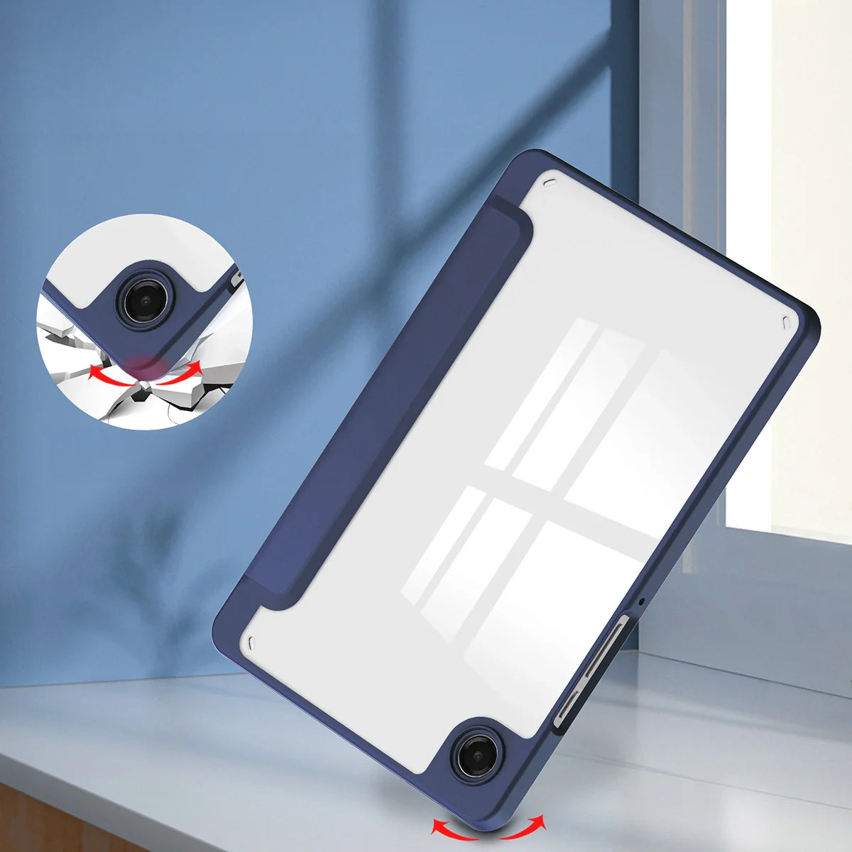 Schutzhülle mit Klappe für Galaxy Tab A11 / A9, Bizon Case Tab Clear Matt, Dunkelblau