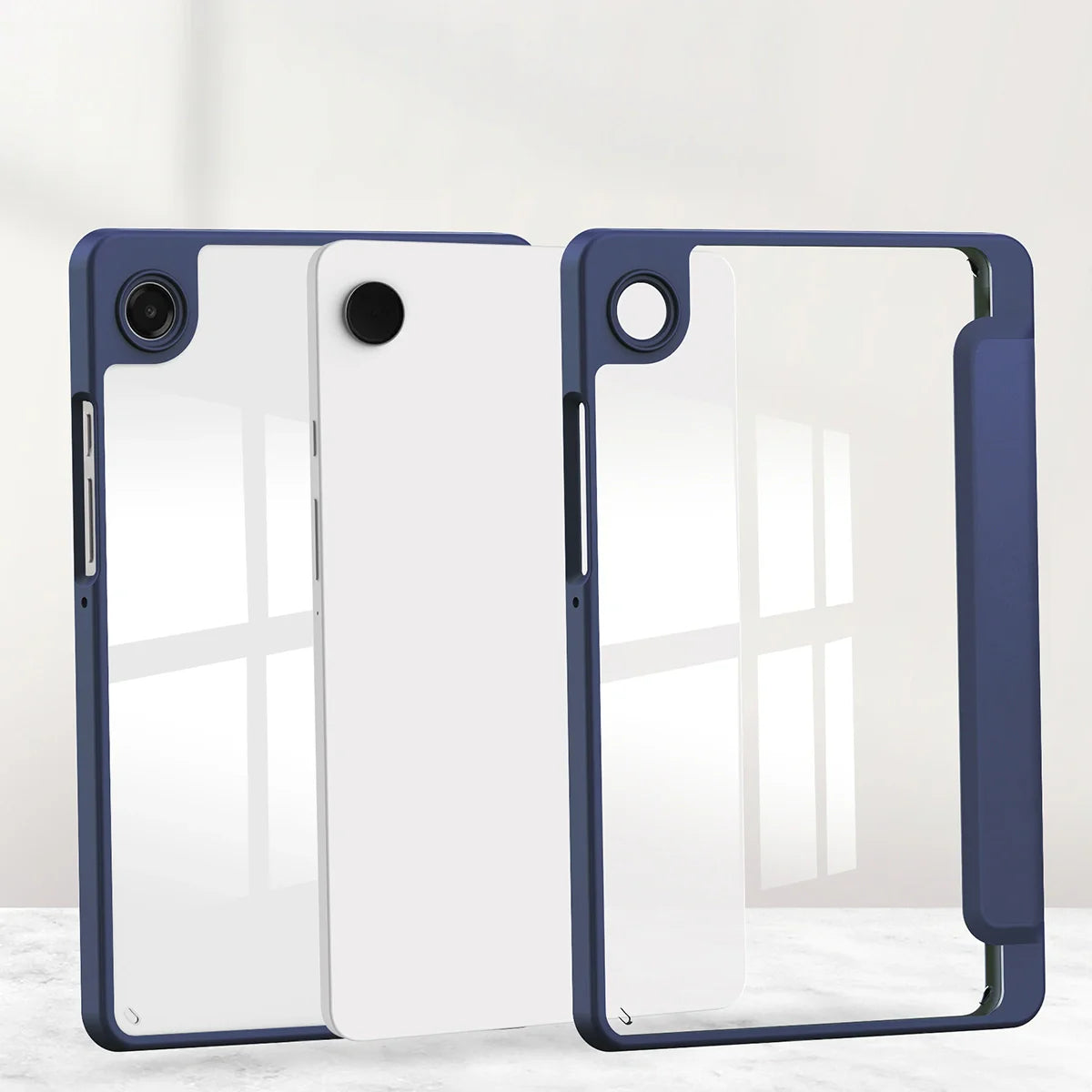 Schutzhülle mit Klappe für Galaxy Tab A11 / A9, Bizon Case Tab Clear Matt, Dunkelblau