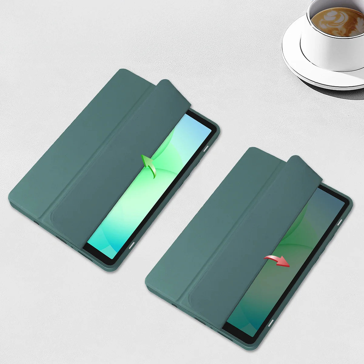 Schutzhülle mit Klappe für Galaxy Tab A11 / A9, Bizon Case Tab Clear Matt, Dunkelgrün