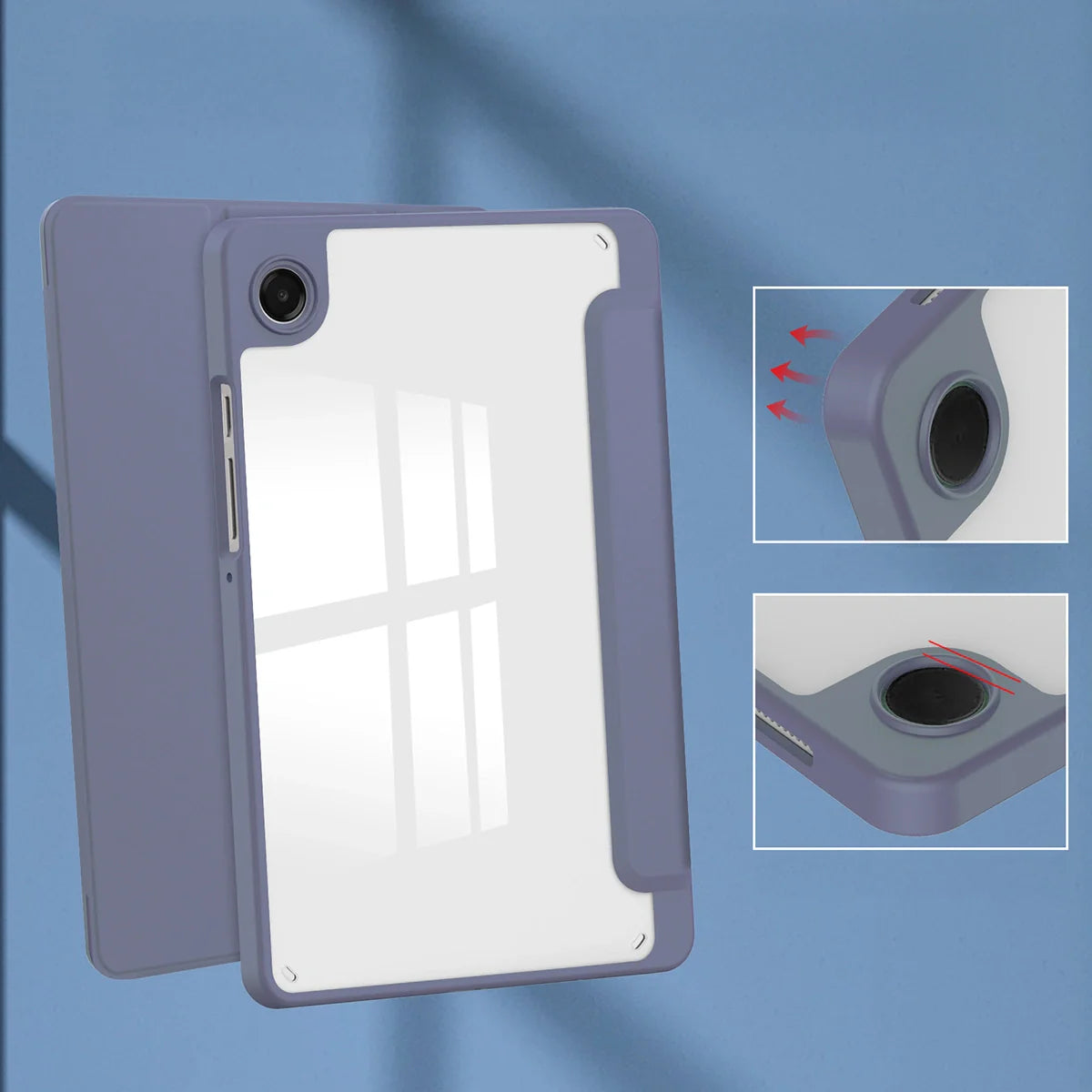 Schutzhülle mit Klappe für Galaxy Tab A11 / A9, Bizon Case Tab Clear Matt, Lavendel