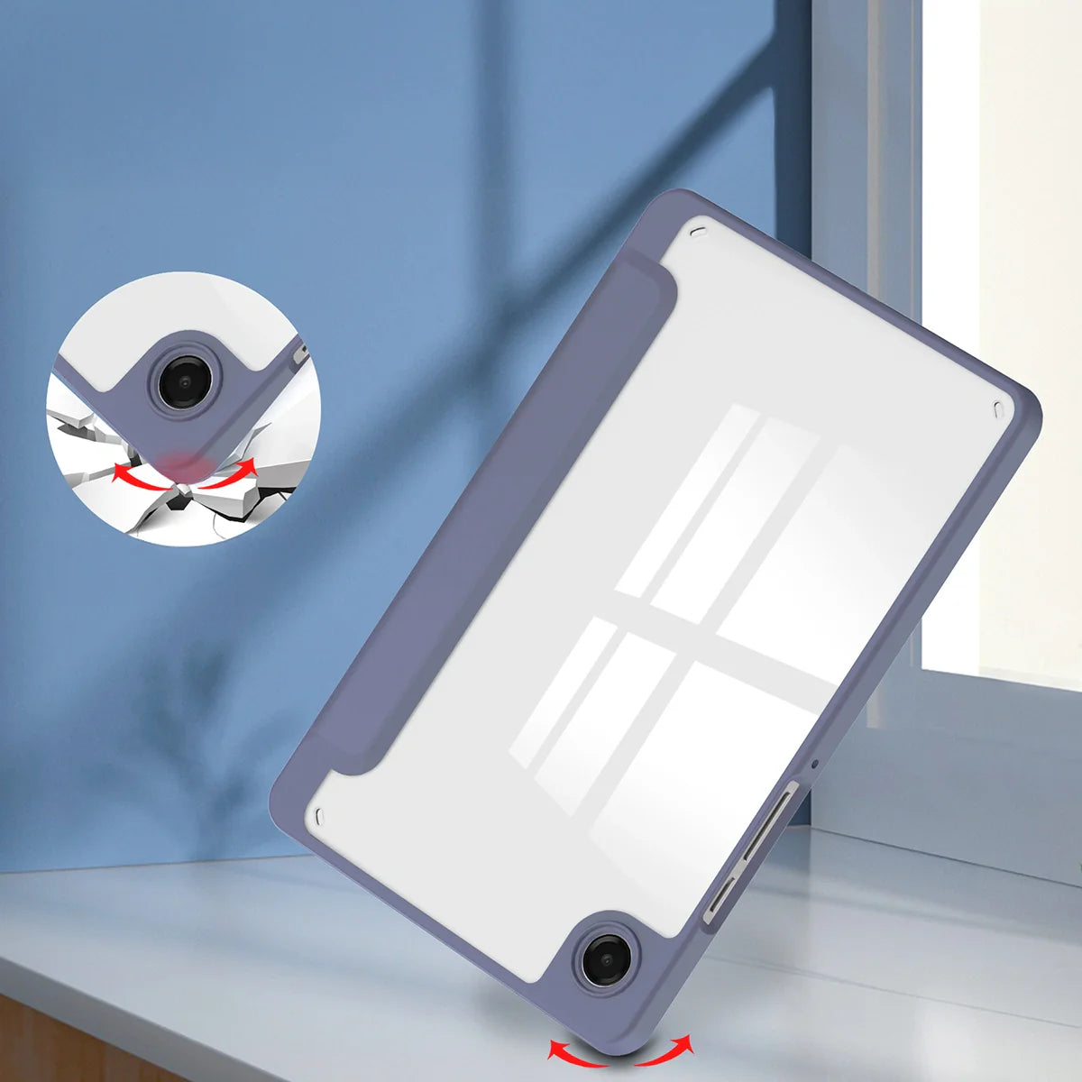 Schutzhülle mit Klappe für Galaxy Tab A11 / A9, Bizon Case Tab Clear Matt, Lavendel