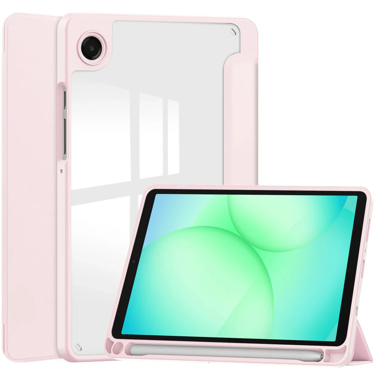 Schutzhülle mit Klappe für Galaxy Tab A11 / Tab A9, Bizon Case Tab Clear Matt, Rosa