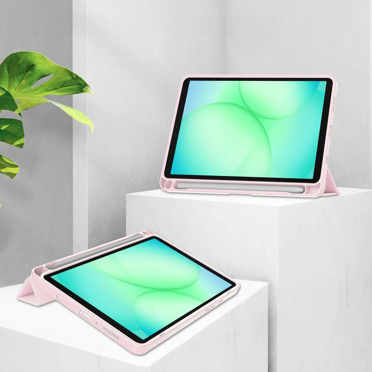 Schutzhülle mit Klappe für Galaxy Tab A11 / Tab A9, Bizon Case Tab Clear Matt, Rosa