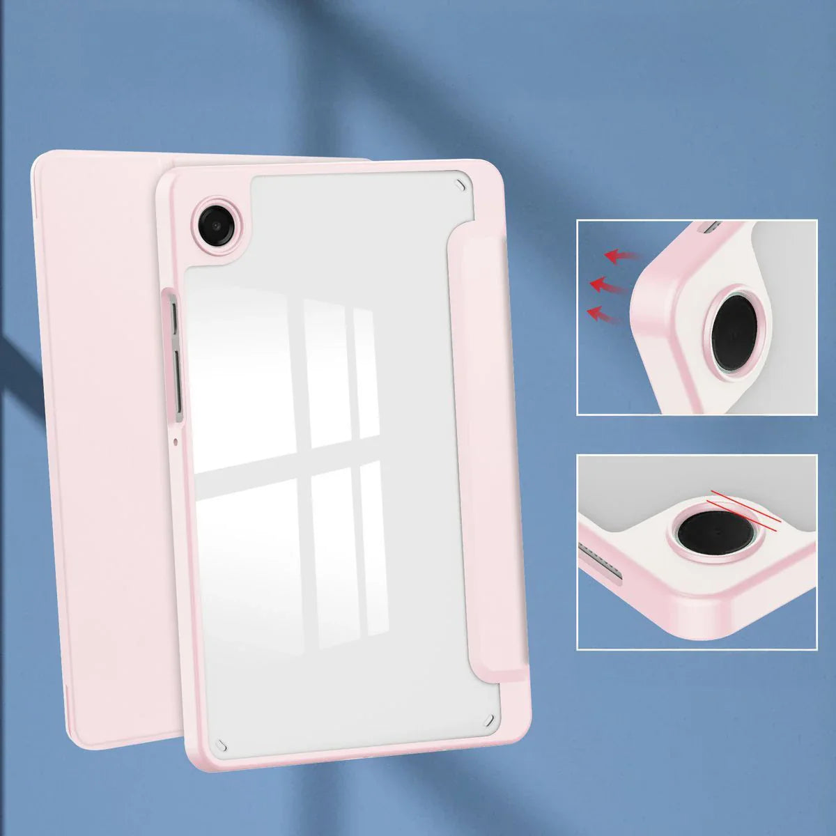 Schutzhülle mit Klappe für Galaxy Tab A11 / Tab A9, Bizon Case Tab Clear Matt, Rosa