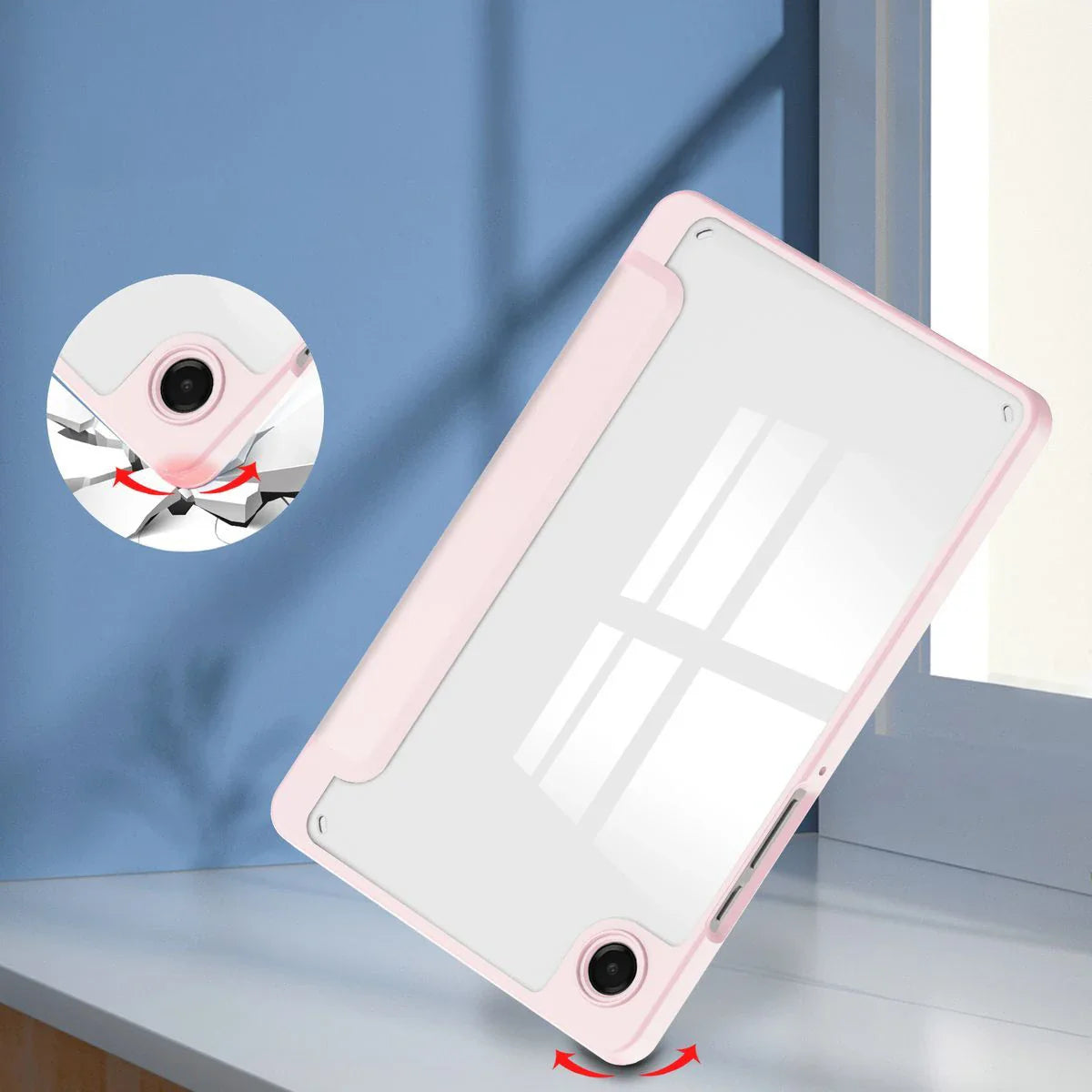 Schutzhülle mit Klappe für Galaxy Tab A11 / Tab A9, Bizon Case Tab Clear Matt, Rosa