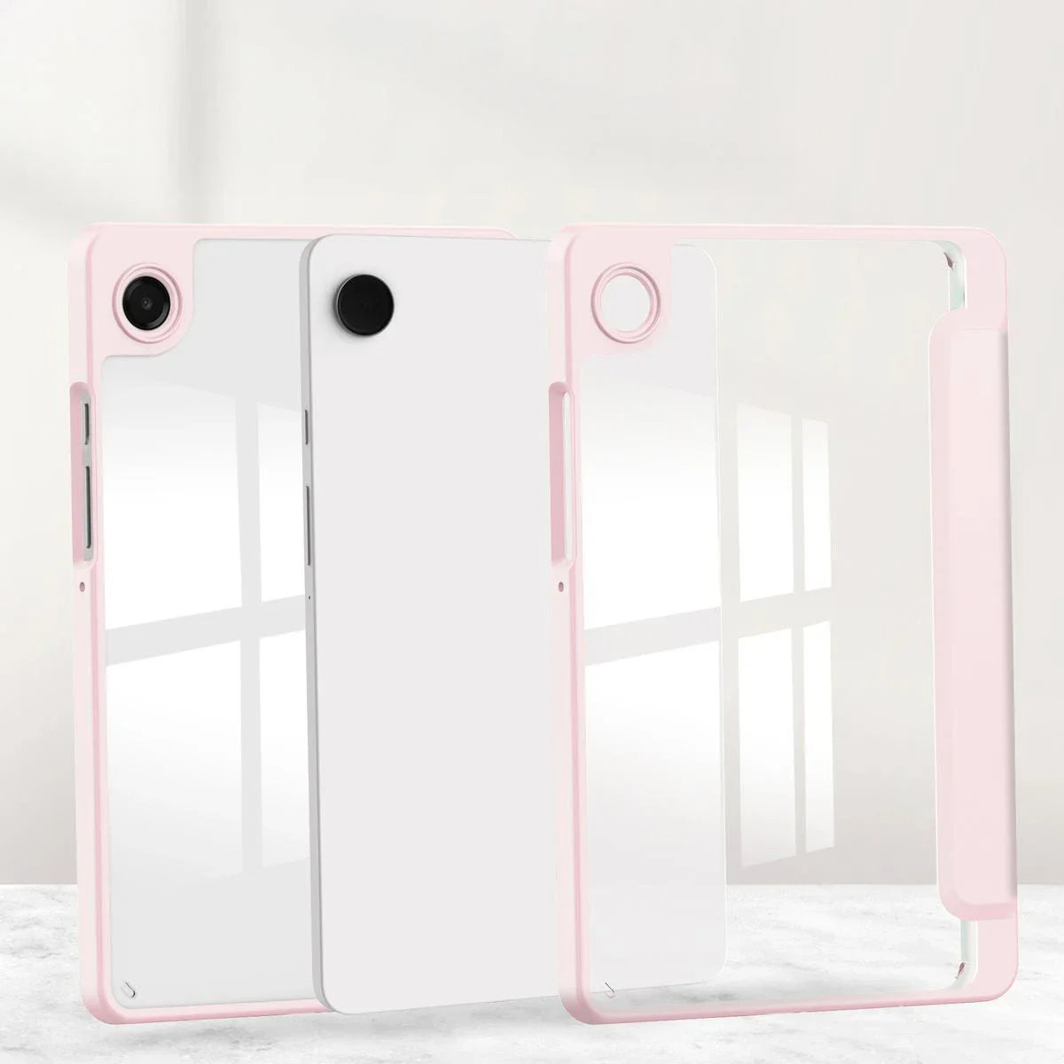 Schutzhülle mit Klappe für Galaxy Tab A11 / Tab A9, Bizon Case Tab Clear Matt, Rosa