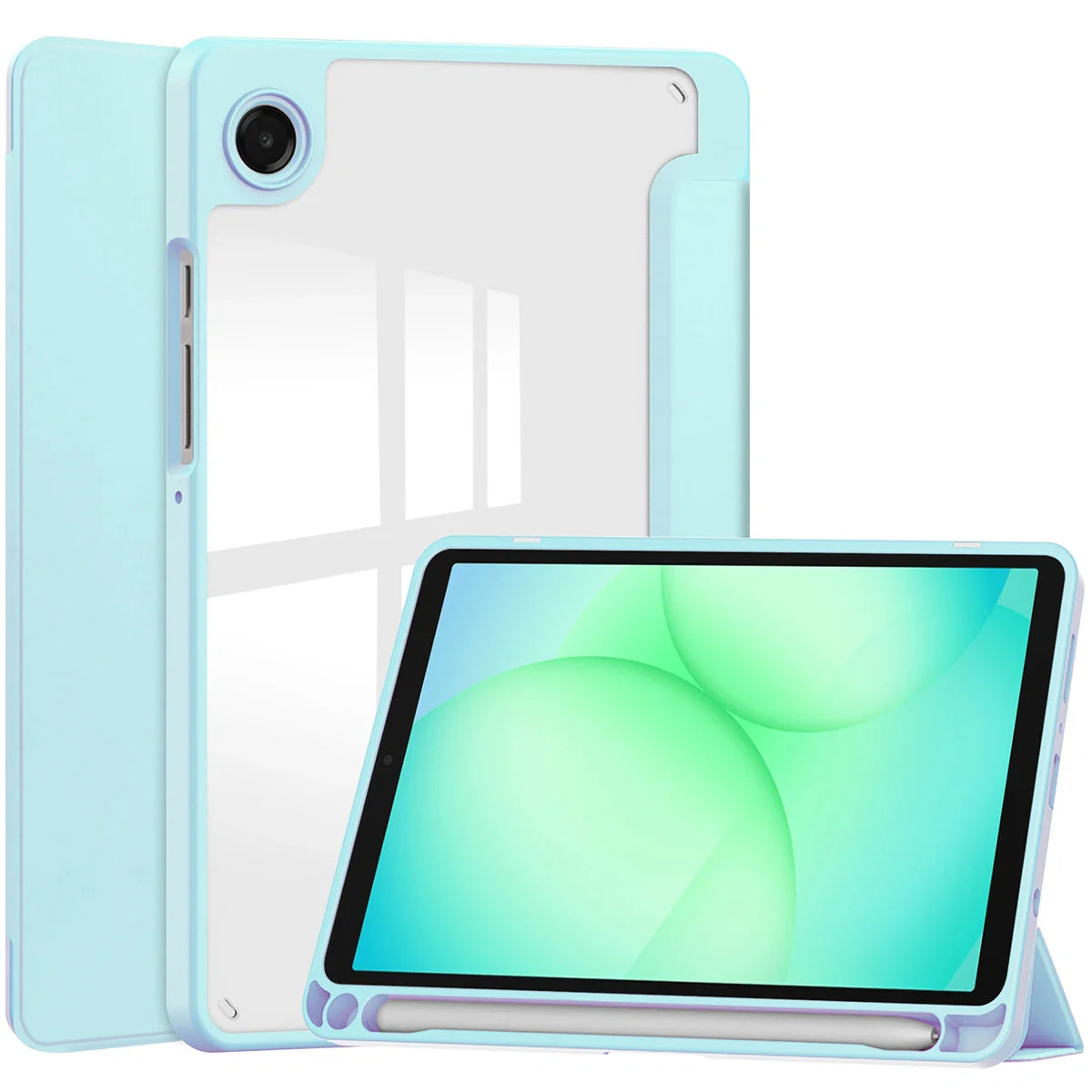 Schutzhülle mit Klappe für Galaxy Tab A11 / A9, Bizon Case Tab Clear Matt, Hellblau