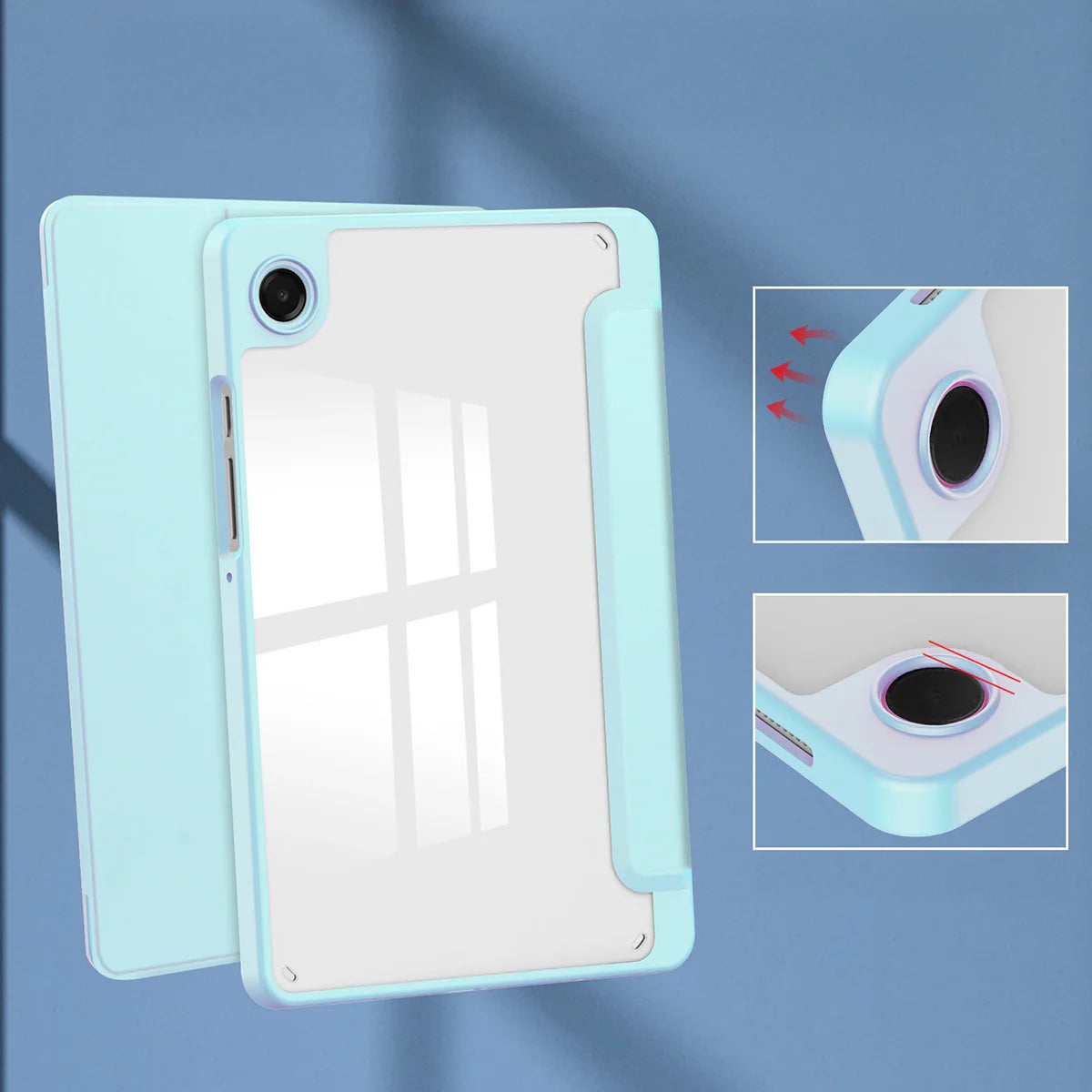 Schutzhülle mit Klappe für Galaxy Tab A11 / A9, Bizon Case Tab Clear Matt, Hellblau