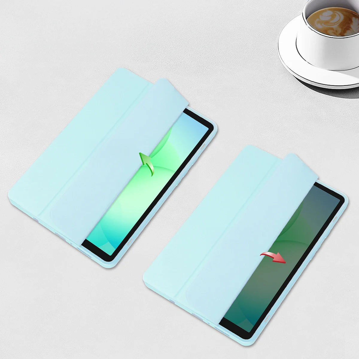 Schutzhülle mit Klappe für Galaxy Tab A11 / A9, Bizon Case Tab Clear Matt, Hellblau