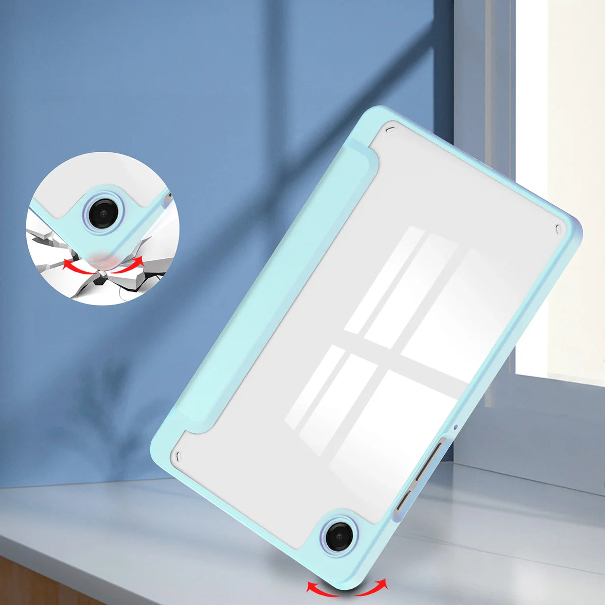 Schutzhülle mit Klappe für Galaxy Tab A11 / A9, Bizon Case Tab Clear Matt, Hellblau
