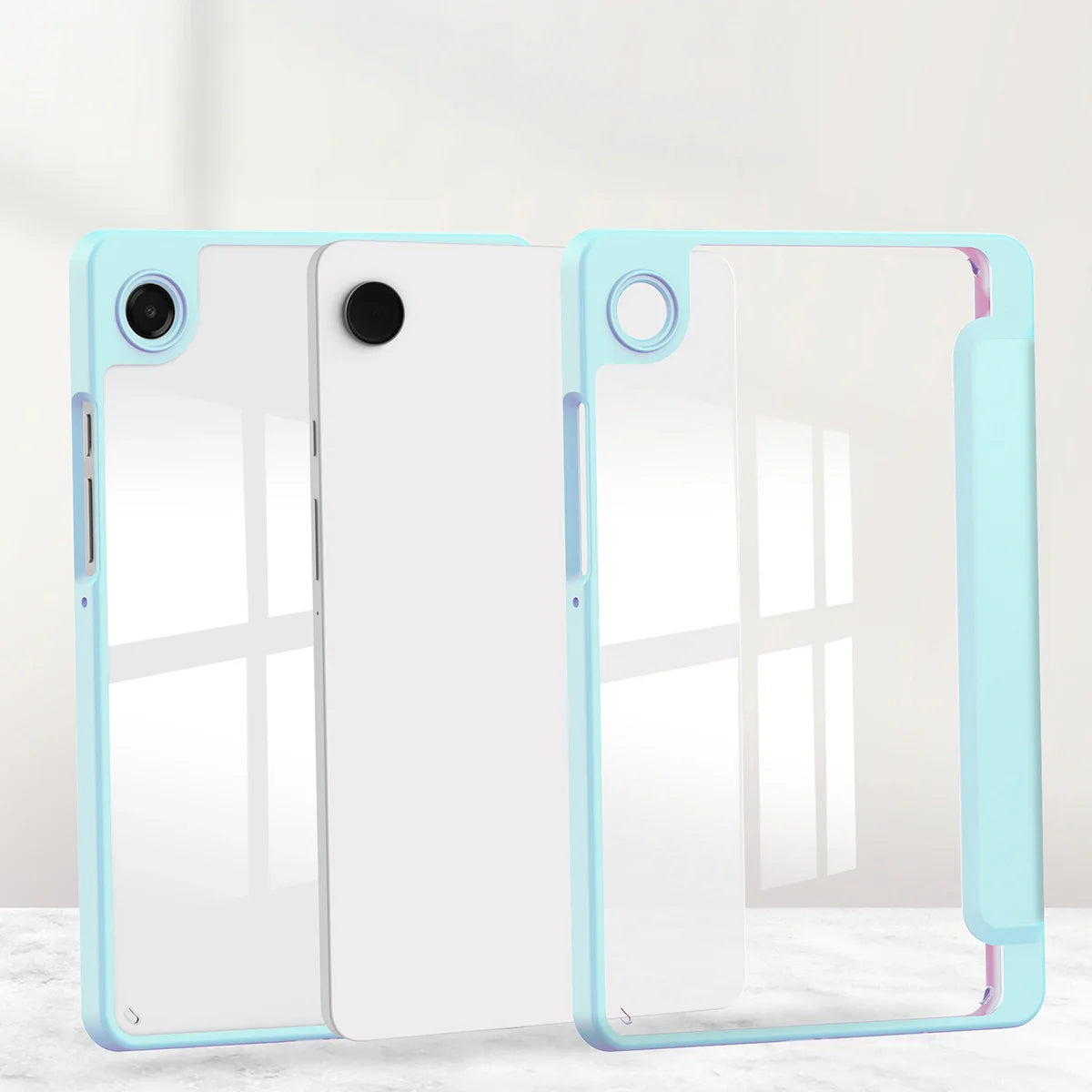Schutzhülle mit Klappe für Galaxy Tab A11 / A9, Bizon Case Tab Clear Matt, Hellblau
