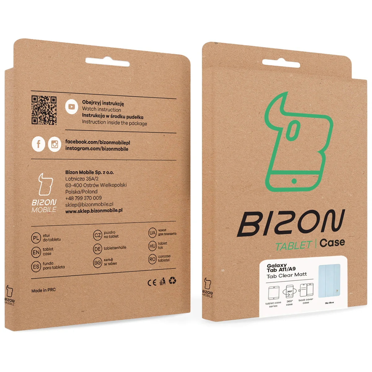 Schutzhülle mit Klappe für Galaxy Tab A11 / A9, Bizon Case Tab Clear Matt, Hellblau