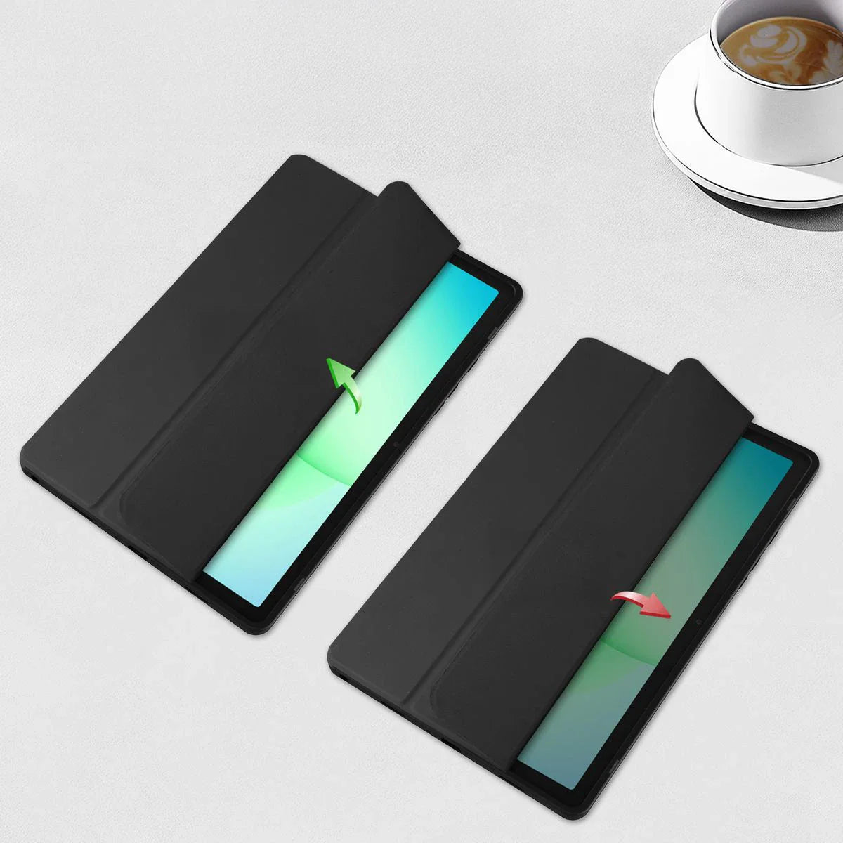 Schutzhülle mit Klappe für Galaxy Tab A11 Plus / A9 Plus, Bizon Case Tab Clear Matt, Schwarz