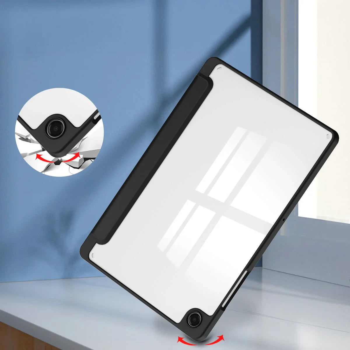 Schutzhülle mit Klappe für Galaxy Tab A11 Plus / A9 Plus, Bizon Case Tab Clear Matt, Schwarz