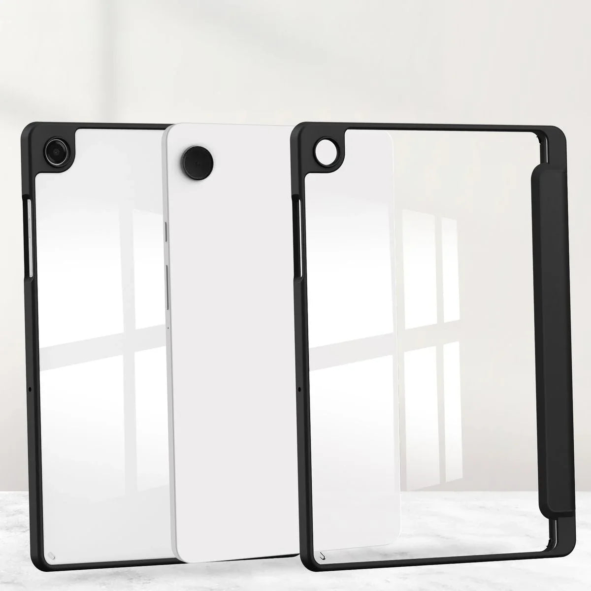 Schutzhülle mit Klappe für Galaxy Tab A11 Plus / A9 Plus, Bizon Case Tab Clear Matt, Schwarz