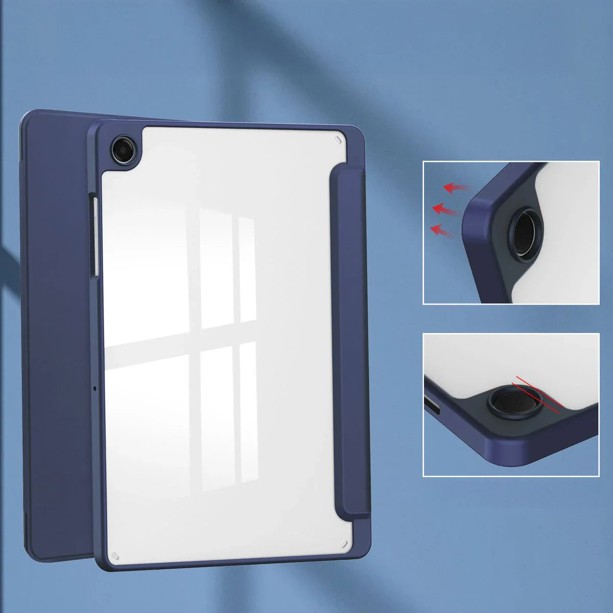 Schutzhülle mit Klappe für Galaxy Tab A11 Plus / A9 Plus, Bizon Case Tab Clear Matt, Dunkelblau