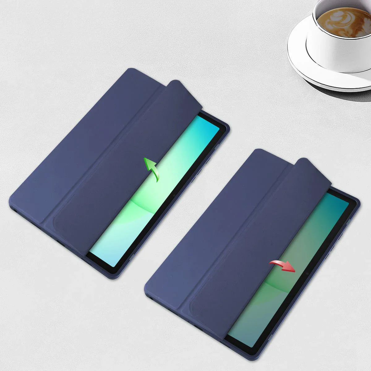 Schutzhülle mit Klappe für Galaxy Tab A11 Plus / A9 Plus, Bizon Case Tab Clear Matt, Dunkelblau
