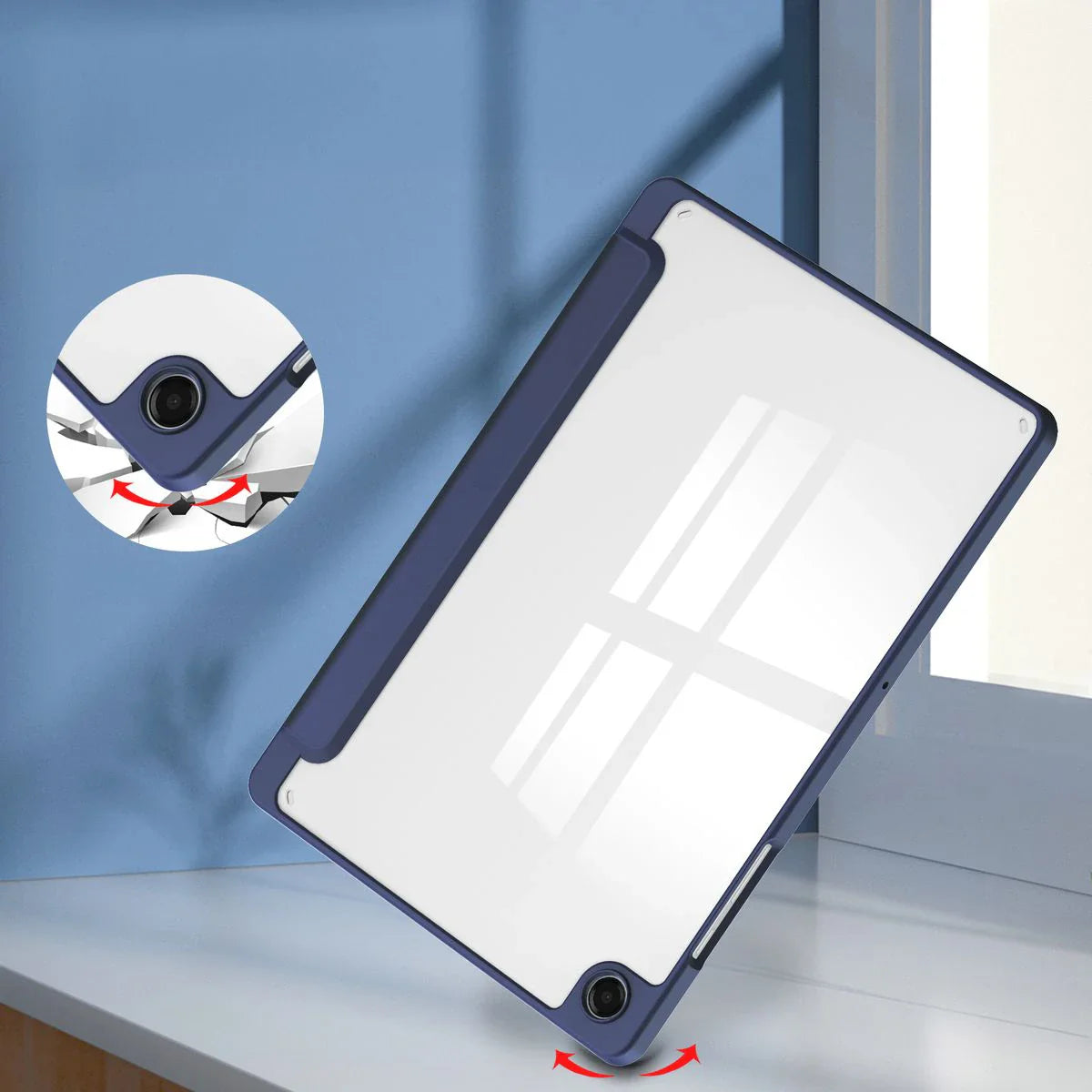 Schutzhülle mit Klappe für Galaxy Tab A11 Plus / A9 Plus, Bizon Case Tab Clear Matt, Dunkelblau