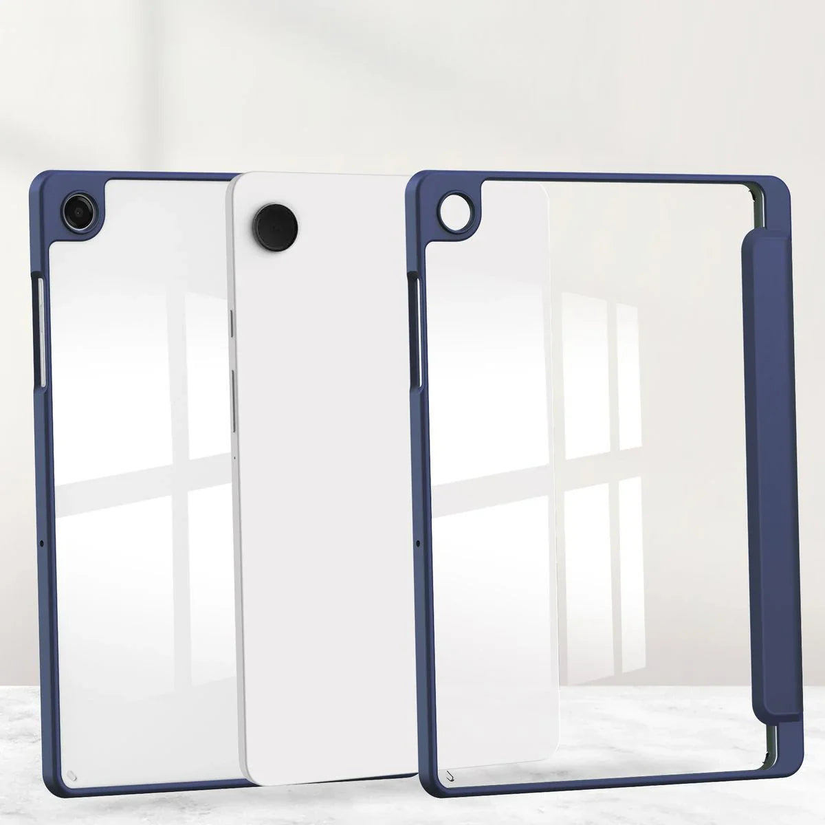 Schutzhülle mit Klappe für Galaxy Tab A11 Plus / A9 Plus, Bizon Case Tab Clear Matt, Dunkelblau