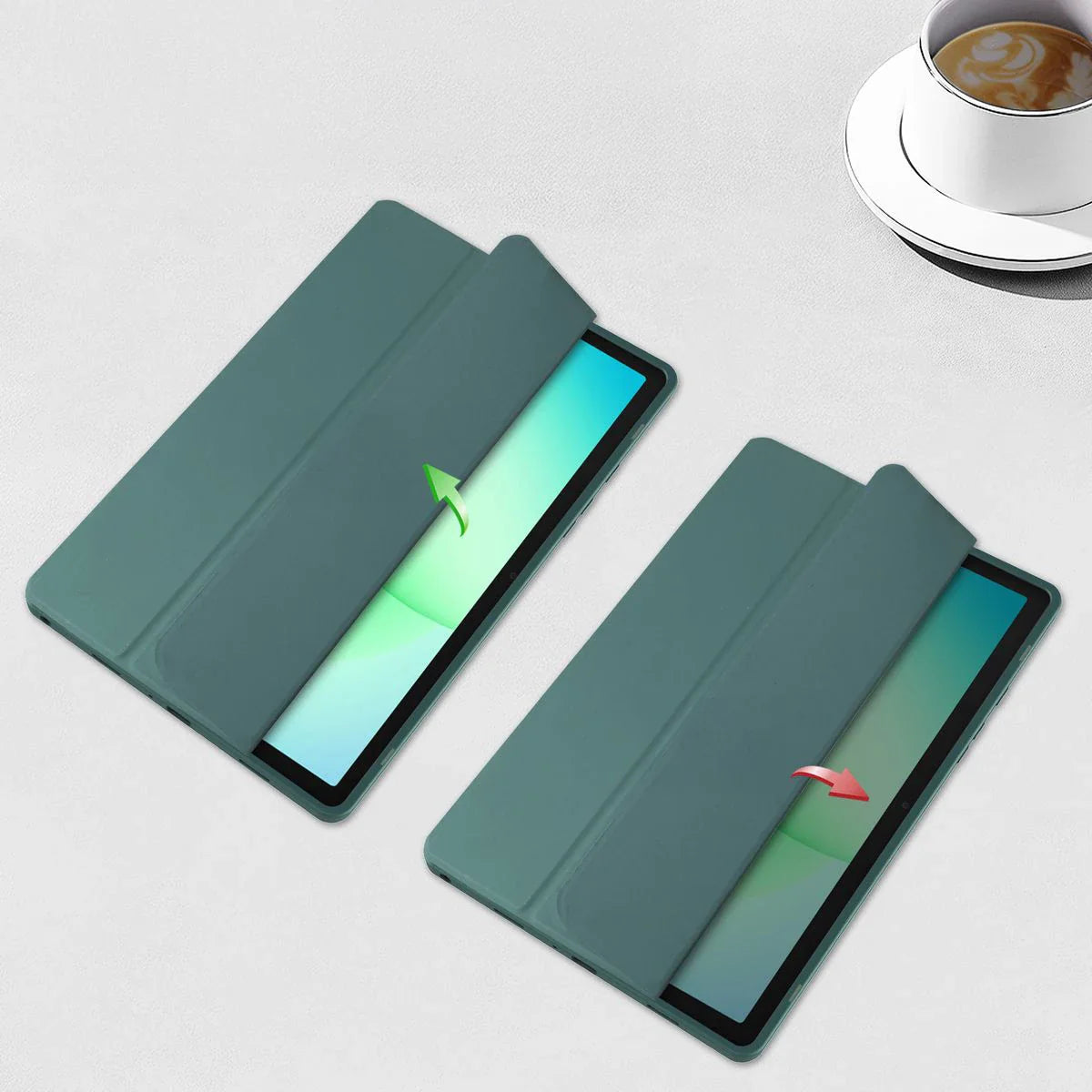 Schutzhülle mit Klappe für Galaxy Tab A11 Plus / A9 Plus, Bizon Case Tab Clear Matt, Dunkelgrün