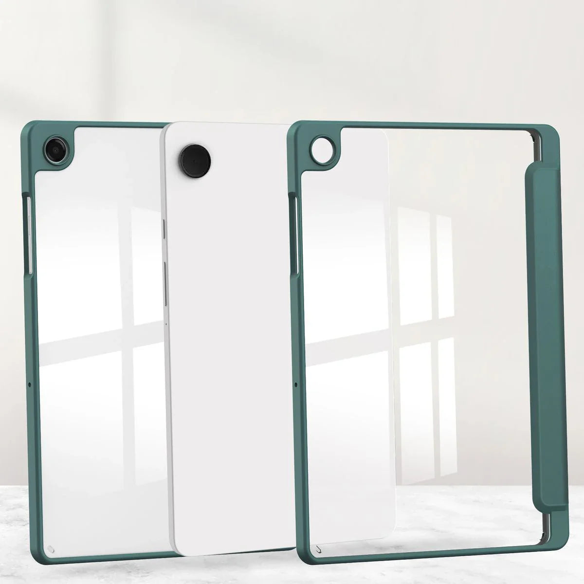 Schutzhülle mit Klappe für Galaxy Tab A11 Plus / A9 Plus, Bizon Case Tab Clear Matt, Dunkelgrün