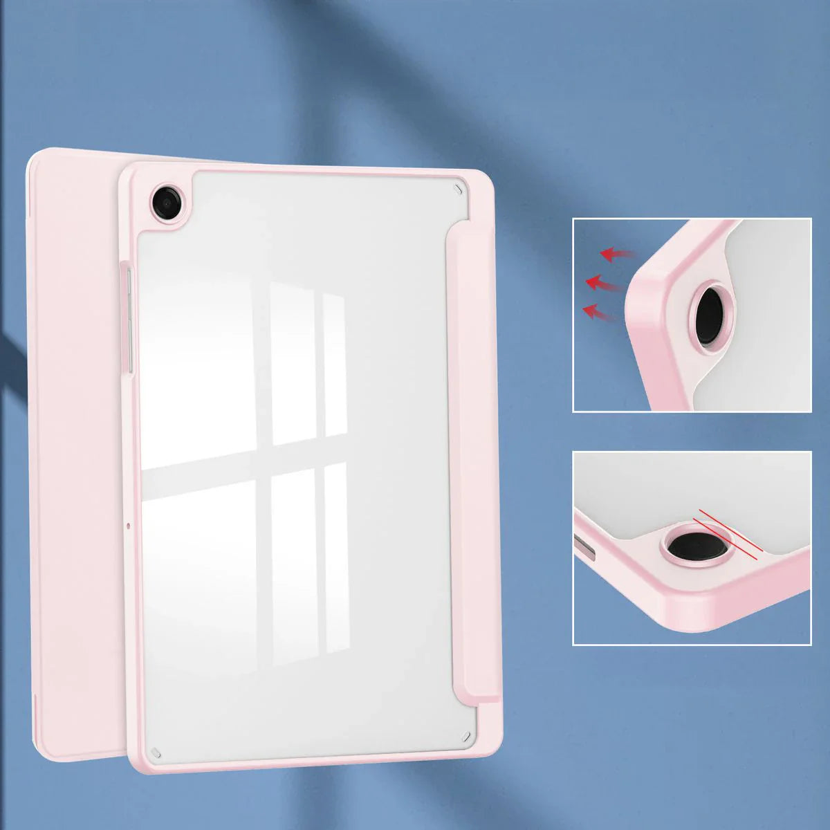 Schutzhülle mit Klappe für Galaxy Tab A11 Plus / A9 Plus, Bizon Case Tab Clear Matt, Rosa