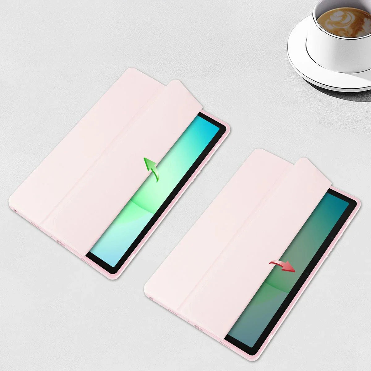 Schutzhülle mit Klappe für Galaxy Tab A11 Plus / A9 Plus, Bizon Case Tab Clear Matt, Rosa