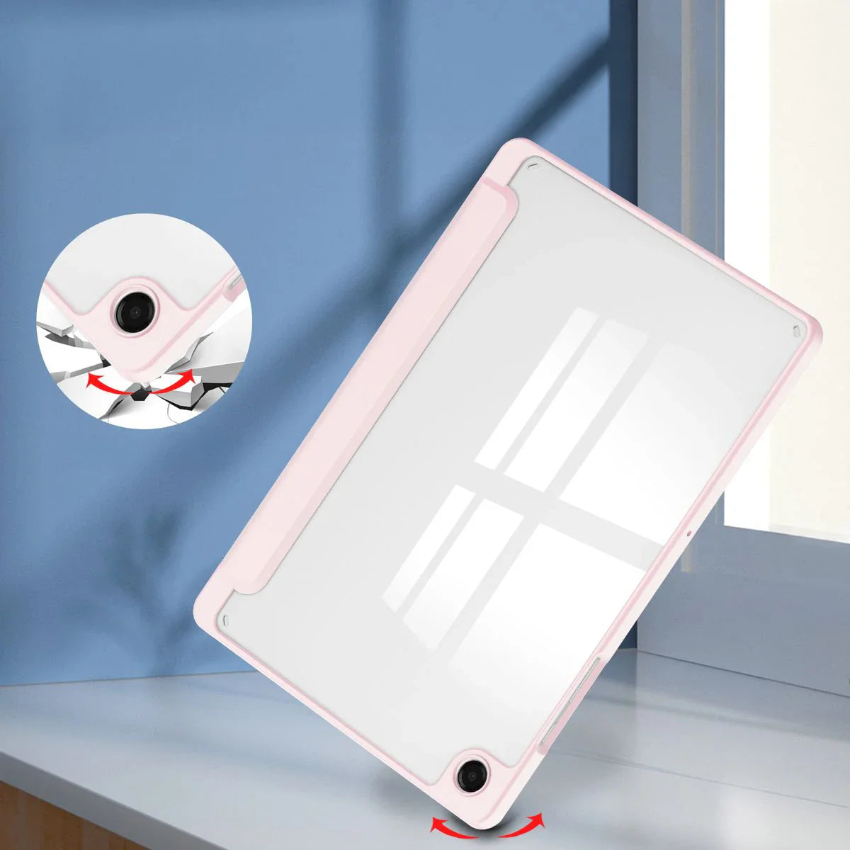 Schutzhülle mit Klappe für Galaxy Tab A11 Plus / A9 Plus, Bizon Case Tab Clear Matt, Rosa