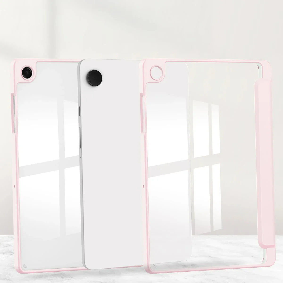 Schutzhülle mit Klappe für Galaxy Tab A11 Plus / A9 Plus, Bizon Case Tab Clear Matt, Rosa