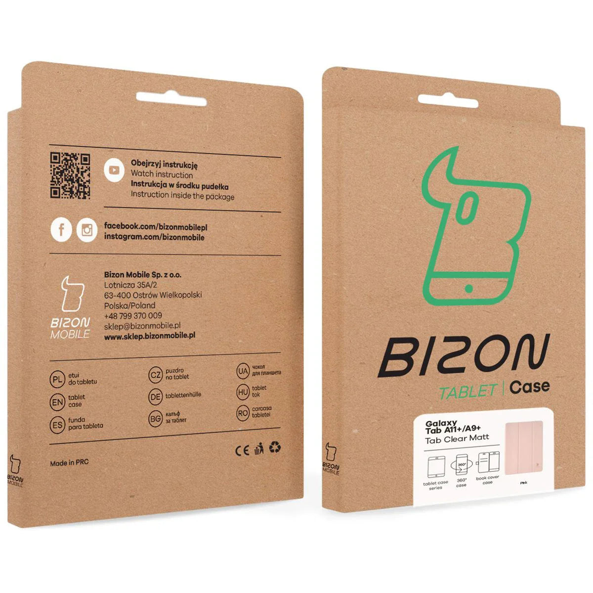 Schutzhülle mit Klappe für Galaxy Tab A11 Plus / A9 Plus, Bizon Case Tab Clear Matt, Rosa