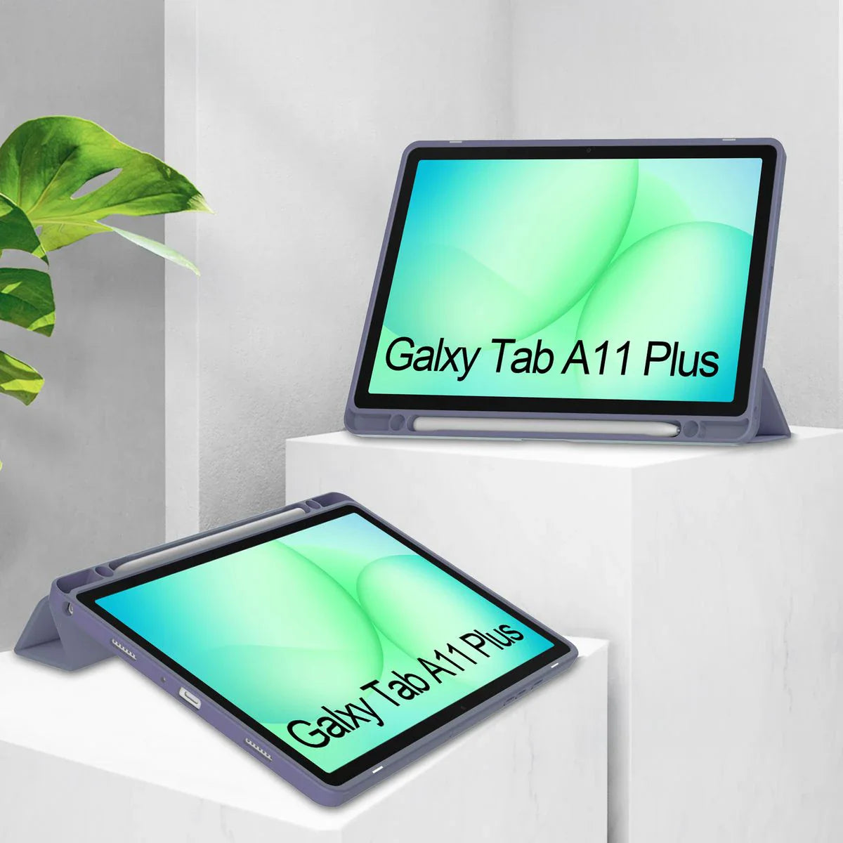 Schutzhülle mit Klappe für Galaxy Tab A11 Plus / A9 Plus, Bizon Case Tab Clear Matt, Lavendel
