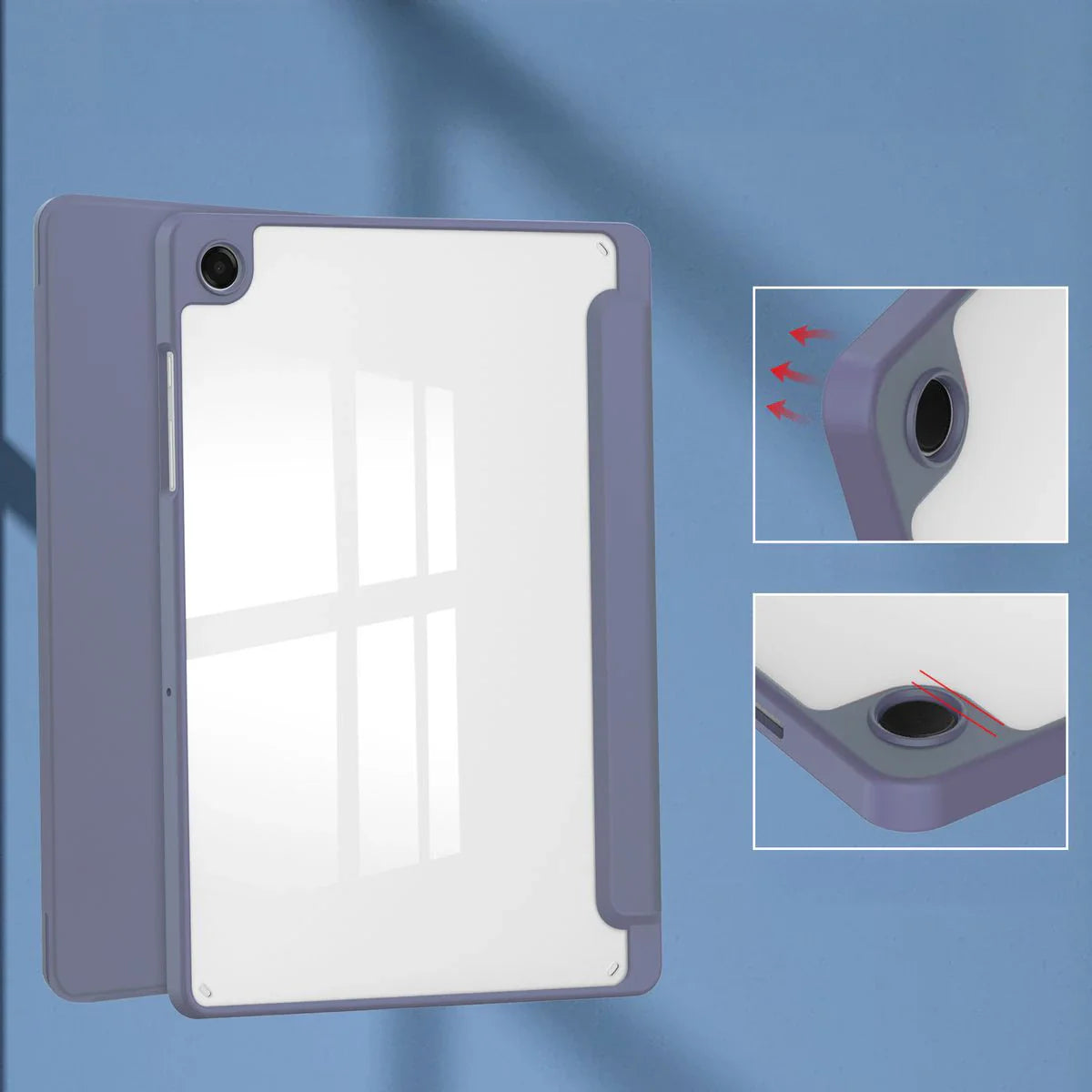 Schutzhülle mit Klappe für Galaxy Tab A11 Plus / A9 Plus, Bizon Case Tab Clear Matt, Lavendel