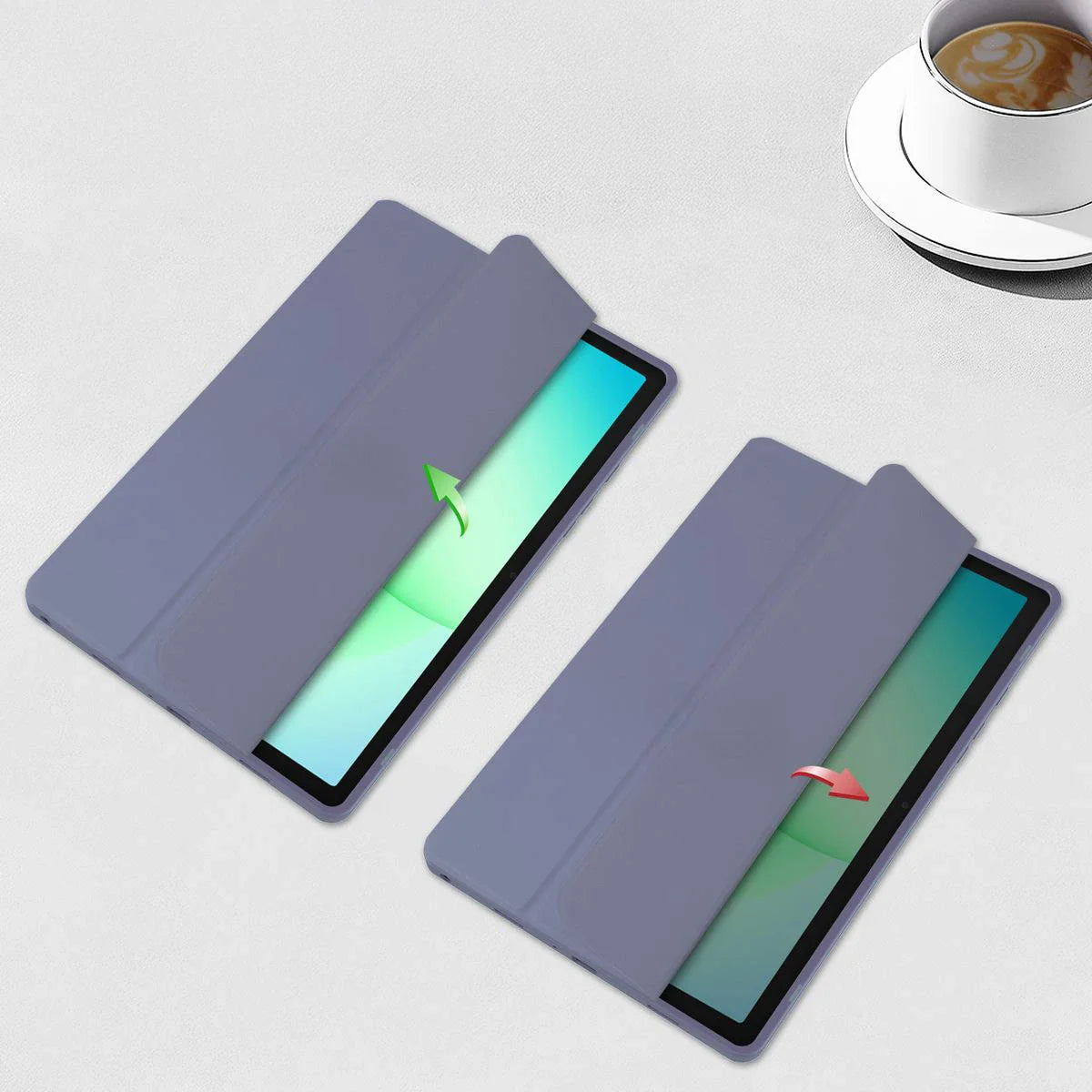 Schutzhülle mit Klappe für Galaxy Tab A11 Plus / A9 Plus, Bizon Case Tab Clear Matt, Lavendel