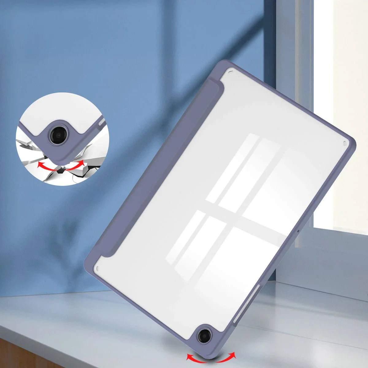 Schutzhülle mit Klappe für Galaxy Tab A11 Plus / A9 Plus, Bizon Case Tab Clear Matt, Lavendel