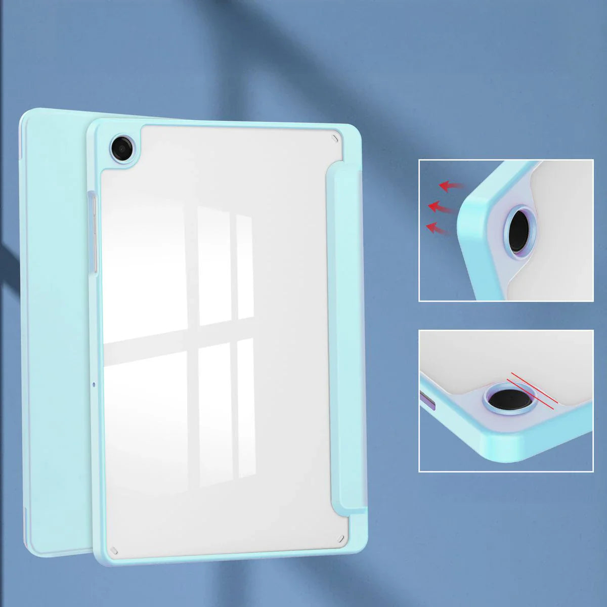 Schutzhülle mit Klappe für Galaxy Tab A11 Plus / A9 Plus, Bizon Case Tab Clear Matt, Hellblau