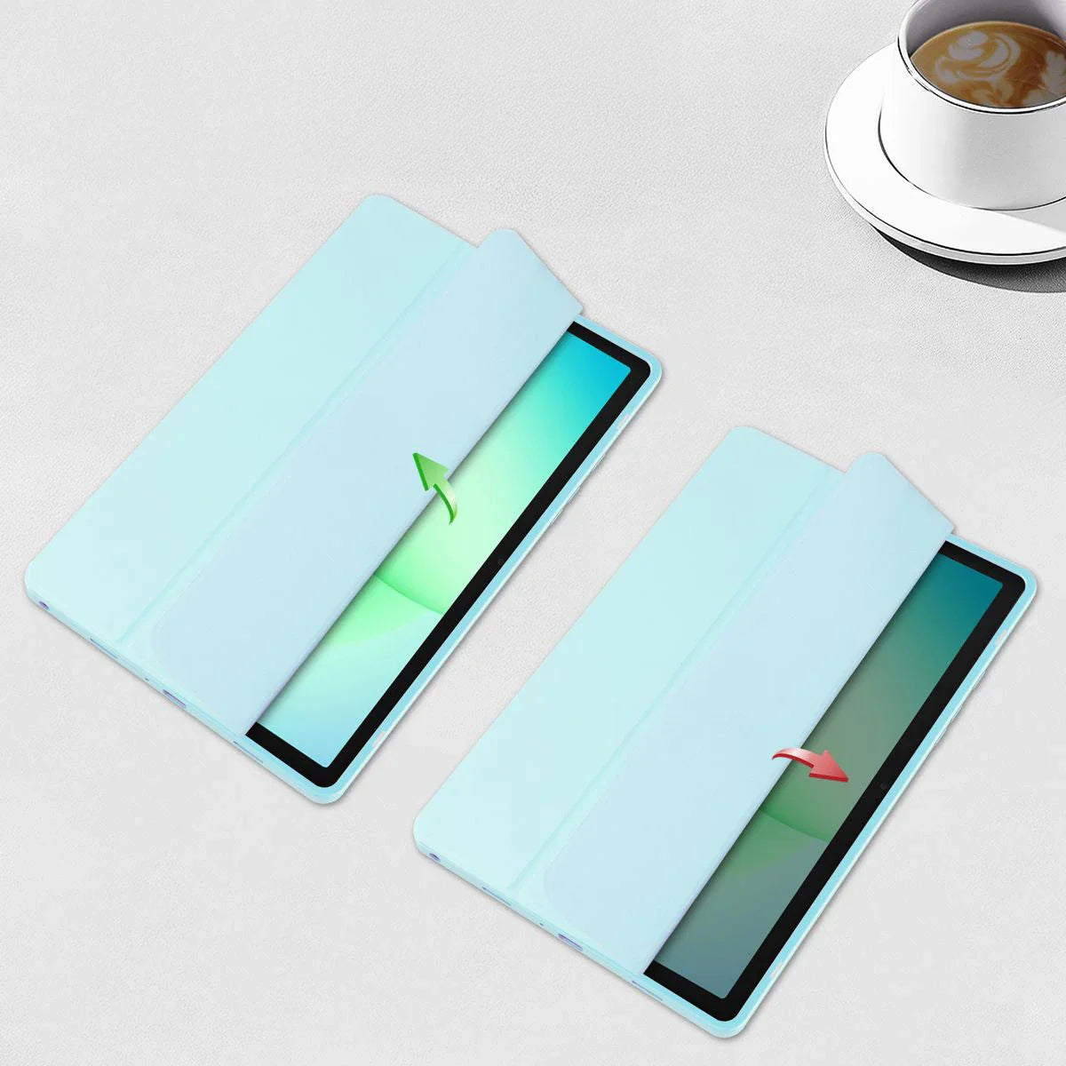 Schutzhülle mit Klappe für Galaxy Tab A11 Plus / A9 Plus, Bizon Case Tab Clear Matt, Hellblau