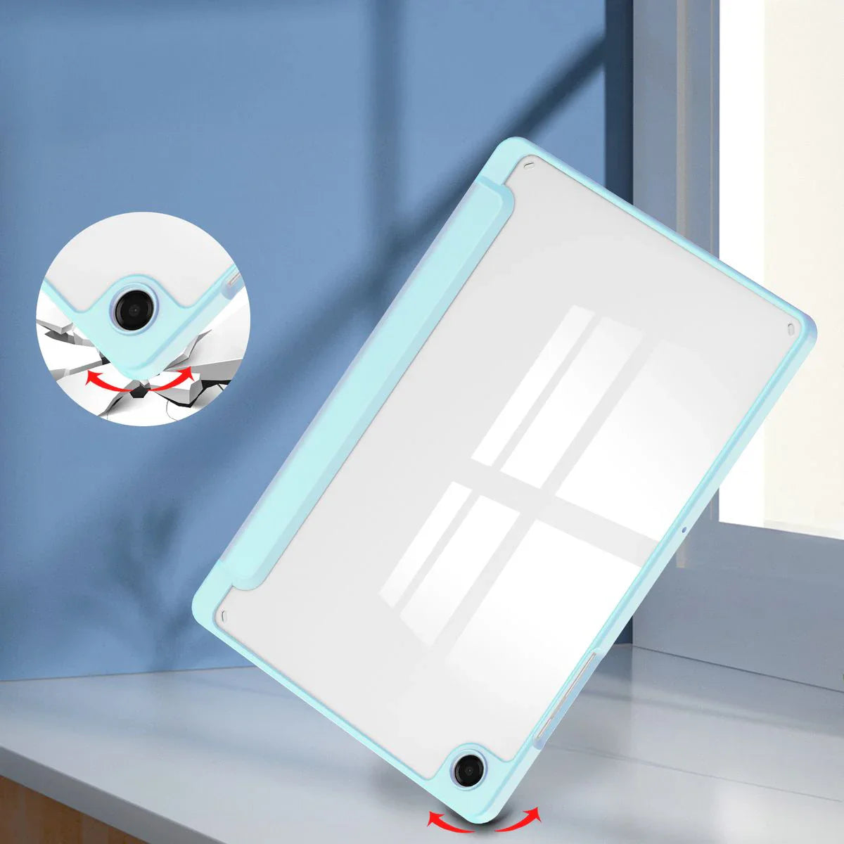Schutzhülle mit Klappe für Galaxy Tab A11 Plus / A9 Plus, Bizon Case Tab Clear Matt, Hellblau