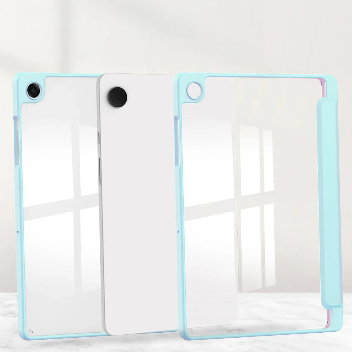 Schutzhülle mit Klappe für Galaxy Tab A11 Plus / A9 Plus, Bizon Case Tab Clear Matt, Hellblau