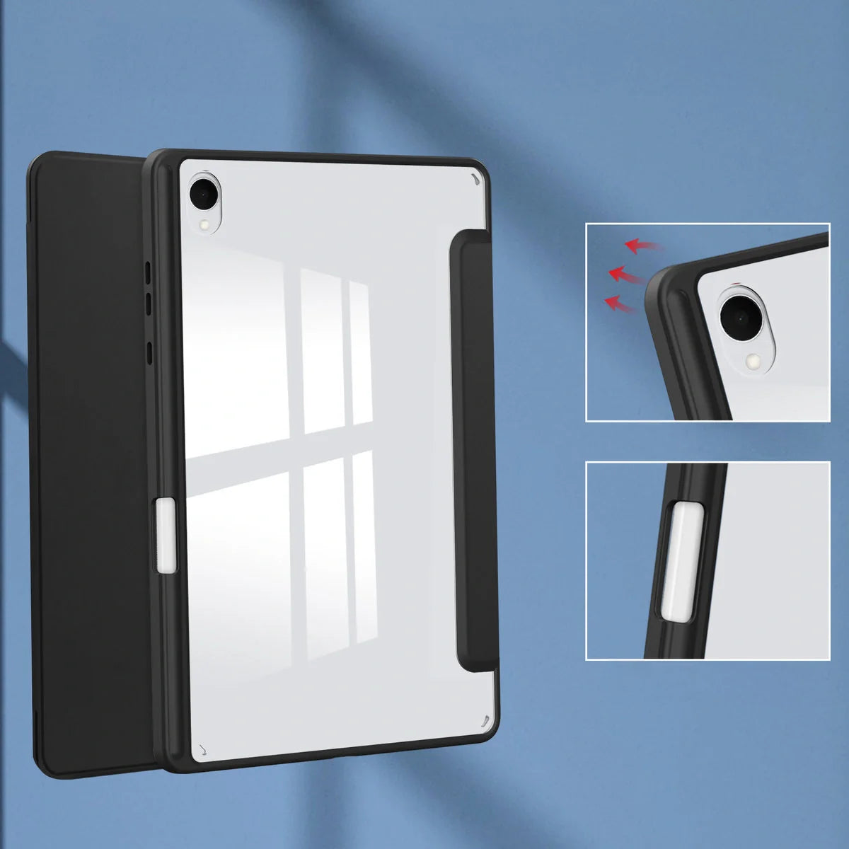 Schutzhülle mit Klappe für Galaxy Tab S11, Bizon Case Tab Clear Matt, Schwarz