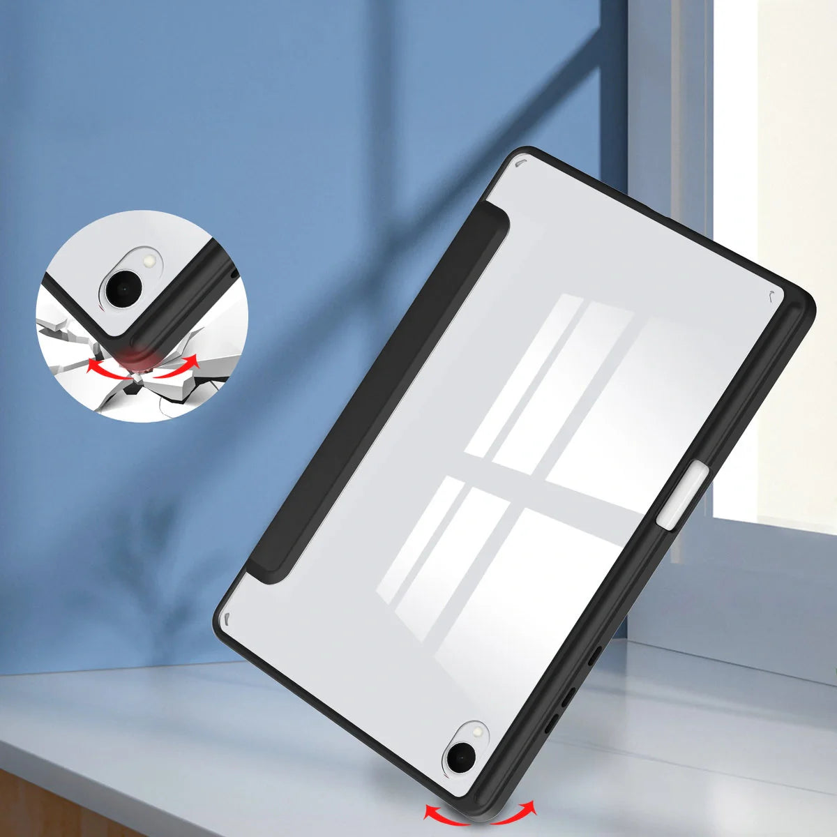 Schutzhülle mit Klappe für Galaxy Tab S11, Bizon Case Tab Clear Matt, Schwarz