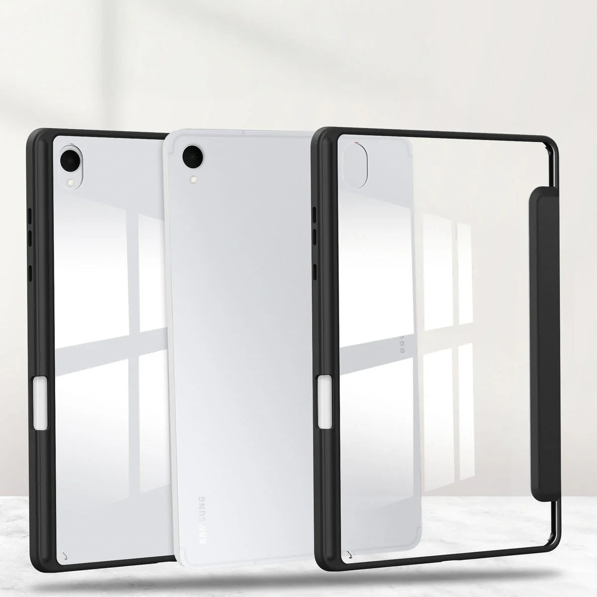 Schutzhülle mit Klappe für Galaxy Tab S11, Bizon Case Tab Clear Matt, Schwarz