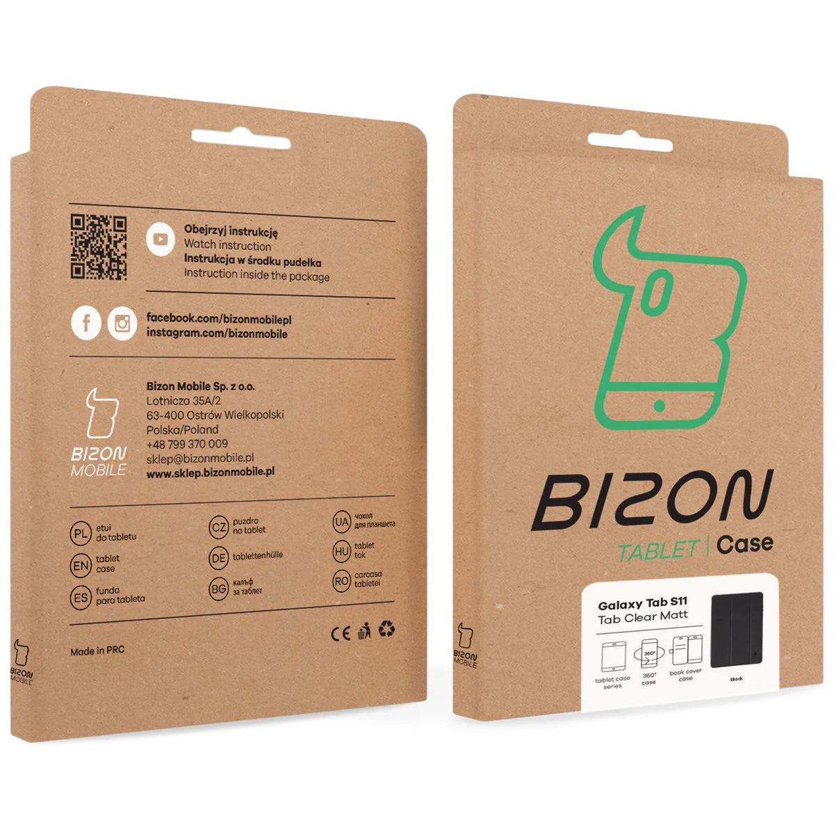 Schutzhülle mit Klappe für Galaxy Tab S11, Bizon Case Tab Clear Matt, Schwarz