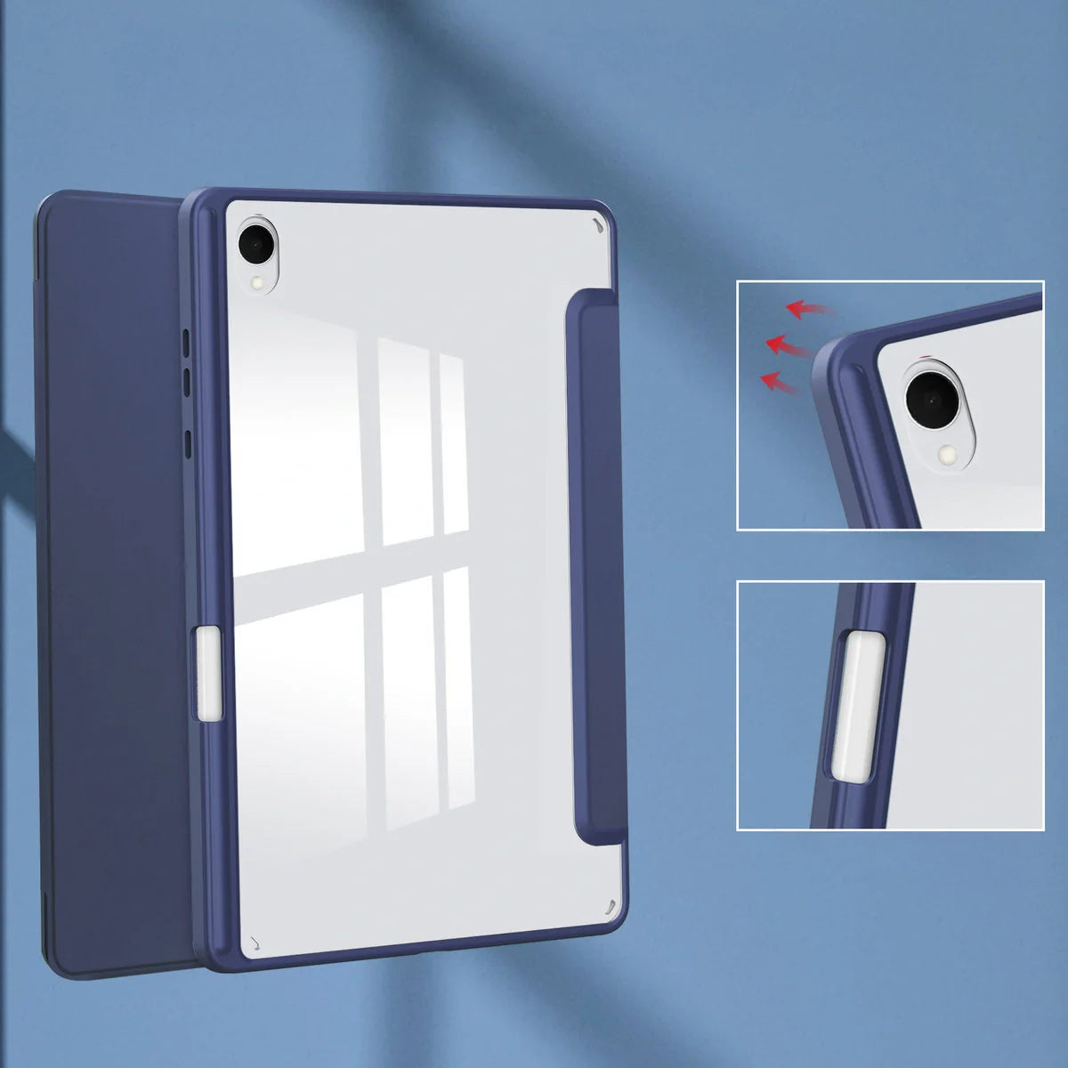Schutzhülle mit Klappe für Galaxy Tab S11, Bizon Case Tab Clear Matt, Dunkelblau