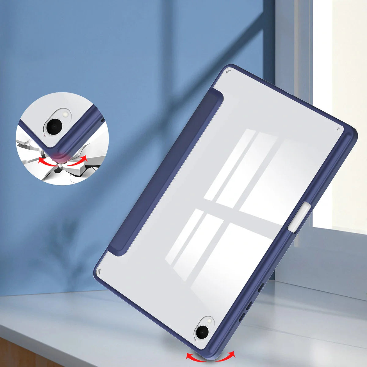 Schutzhülle mit Klappe für Galaxy Tab S11, Bizon Case Tab Clear Matt, Dunkelblau