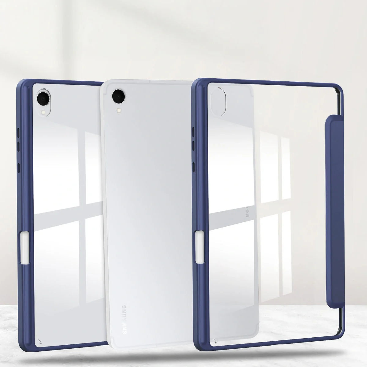 Schutzhülle mit Klappe für Galaxy Tab S11, Bizon Case Tab Clear Matt, Dunkelblau