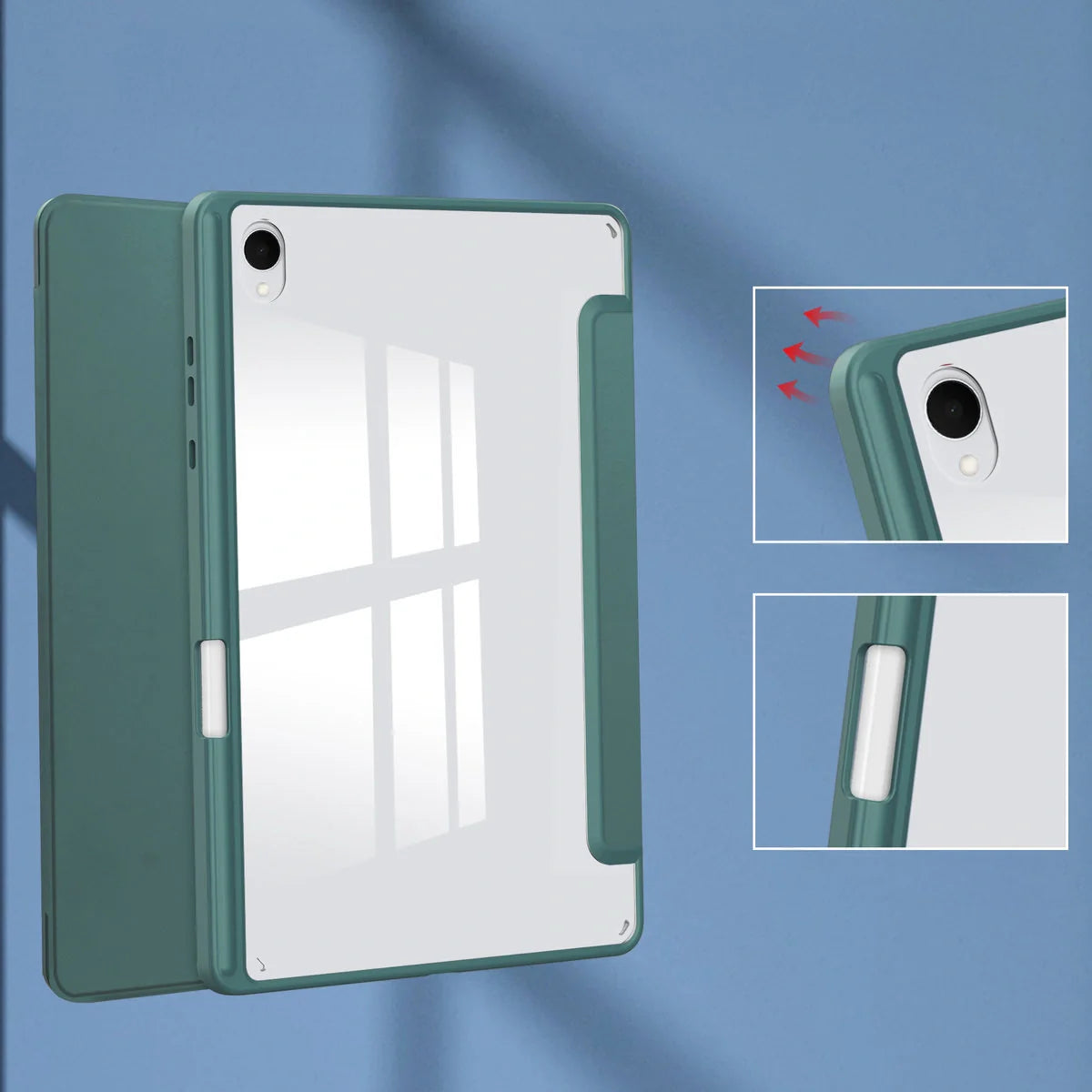 Schutzhülle mit Klappe für Galaxy Tab S11, Bizon Case Tab Clear Matt, Dunkelgrün