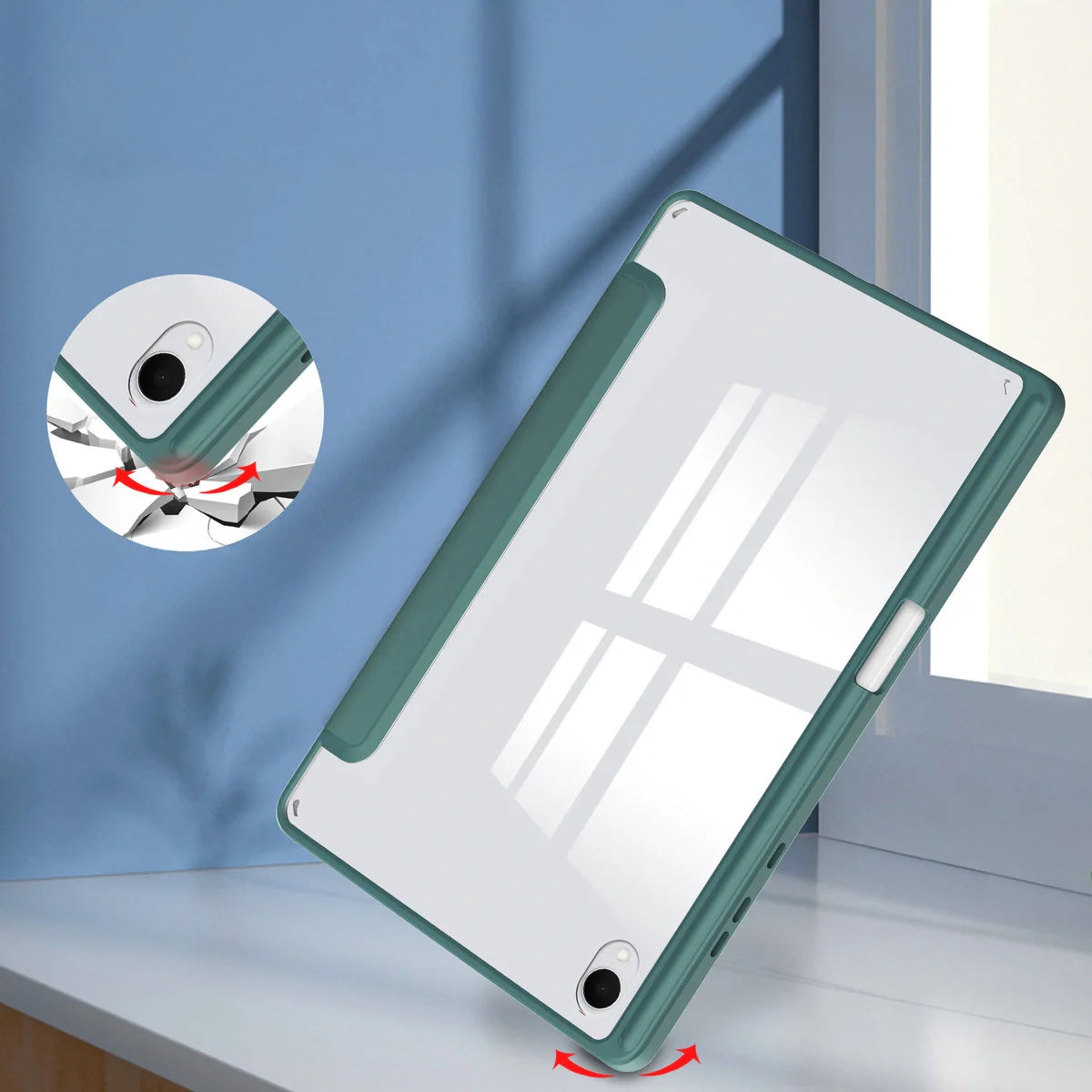 Schutzhülle mit Klappe für Galaxy Tab S11, Bizon Case Tab Clear Matt, Dunkelgrün